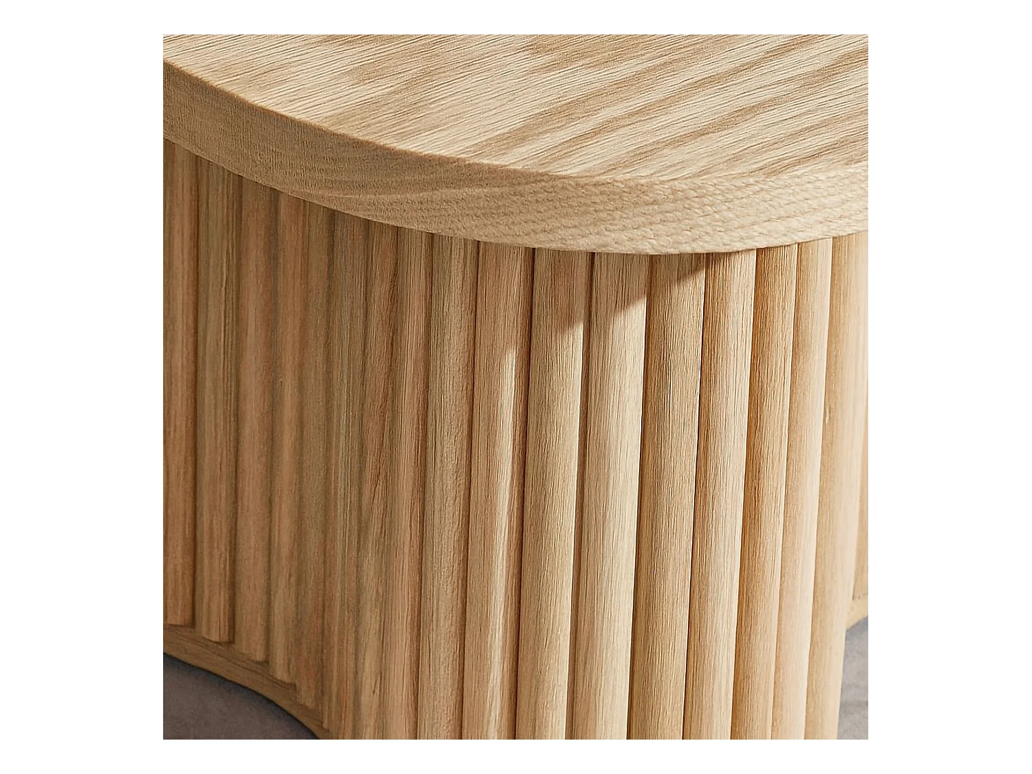 Now's Home - Table Basse Effet Bois Naturel Pied Organique D80x40cm  Alba