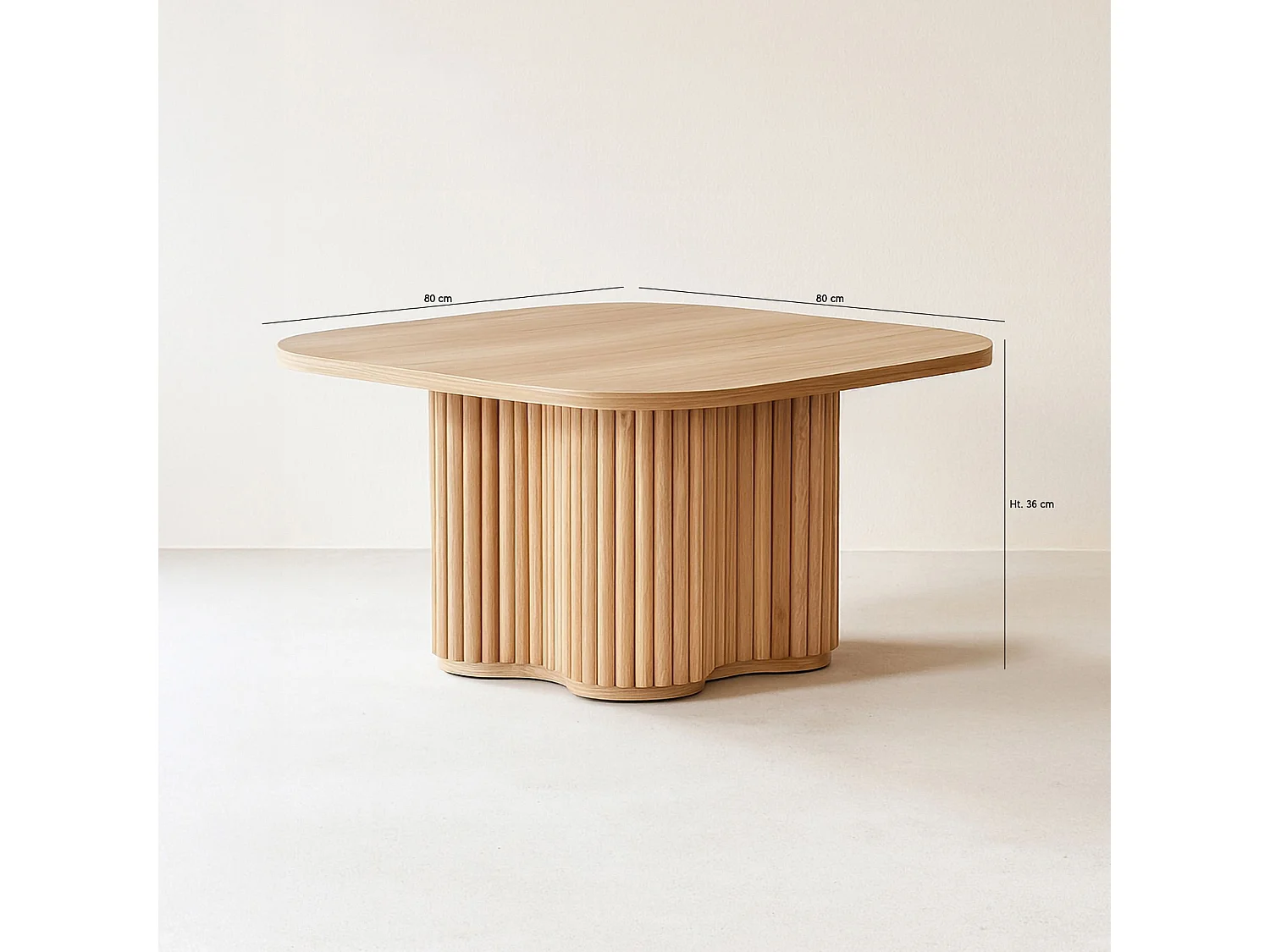 Now's Home - Table Basse Effet Bois Naturel Pied Organique D80x40cm  Alba