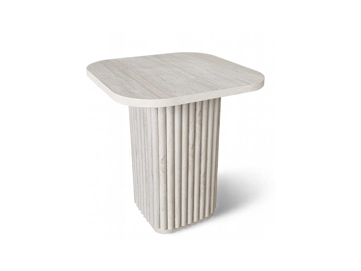 Now's Home - Meuble D'appoint Carre Effet Travertin Naturel 40x40xht45cm Susan