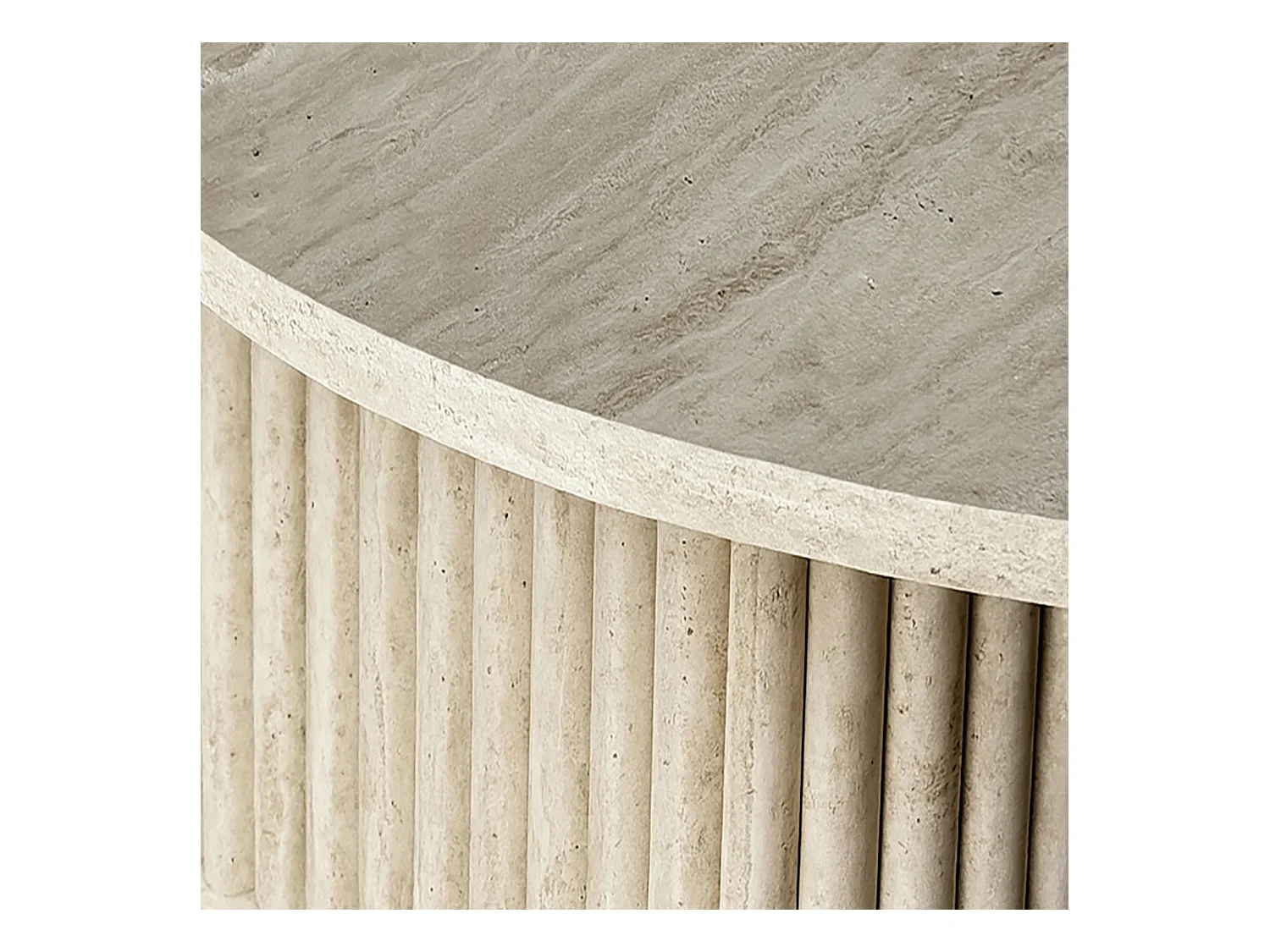 Now's Home - Meuble D'appoint Carre Effet Travertin Naturel 40x40xht45cm Susan