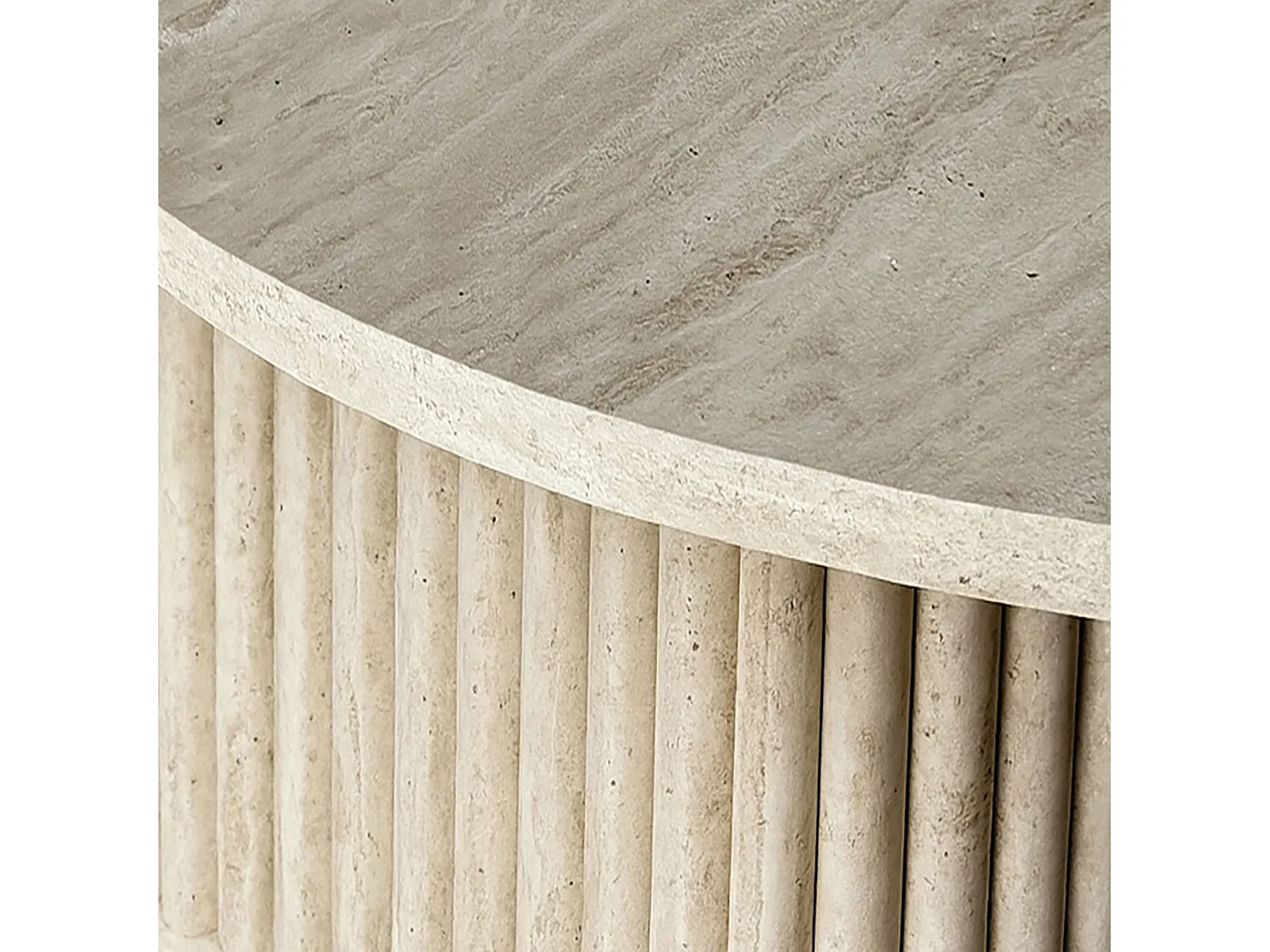 Now's Home - Meuble D'appoint Carre Effet Travertin Naturel 40x40xht45cm Susan