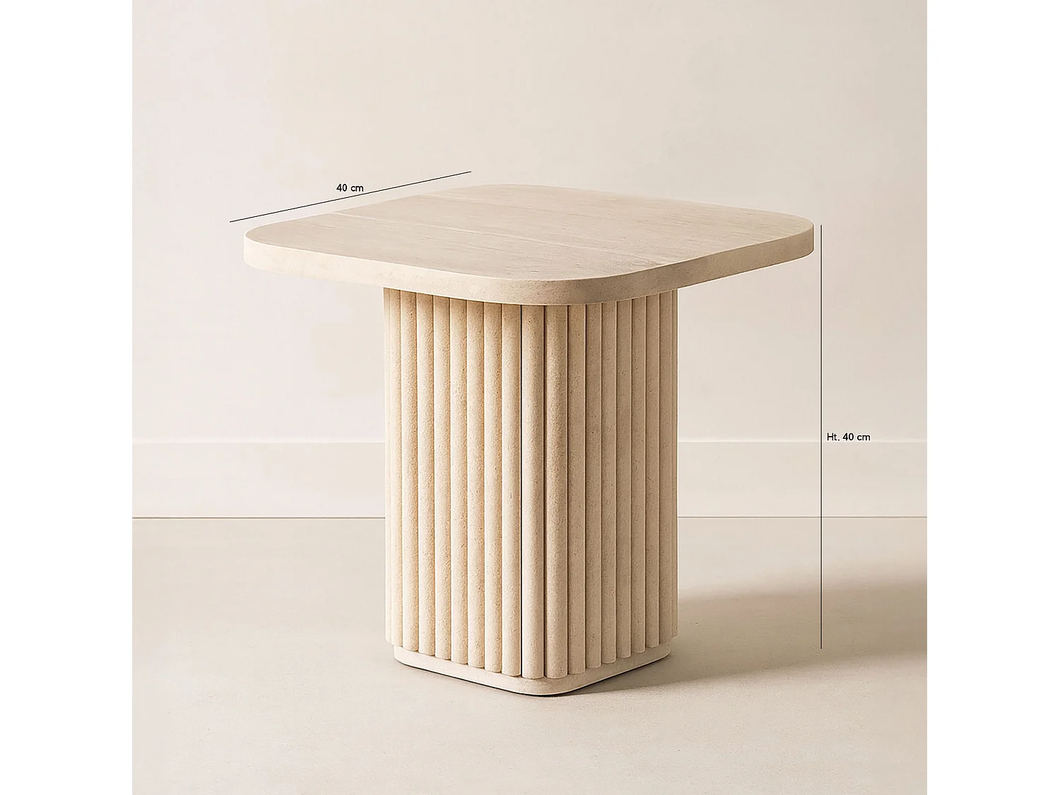 Now's Home - Meuble D'appoint Carré Effet Travertin Naturel 40x40xht45cm Susan