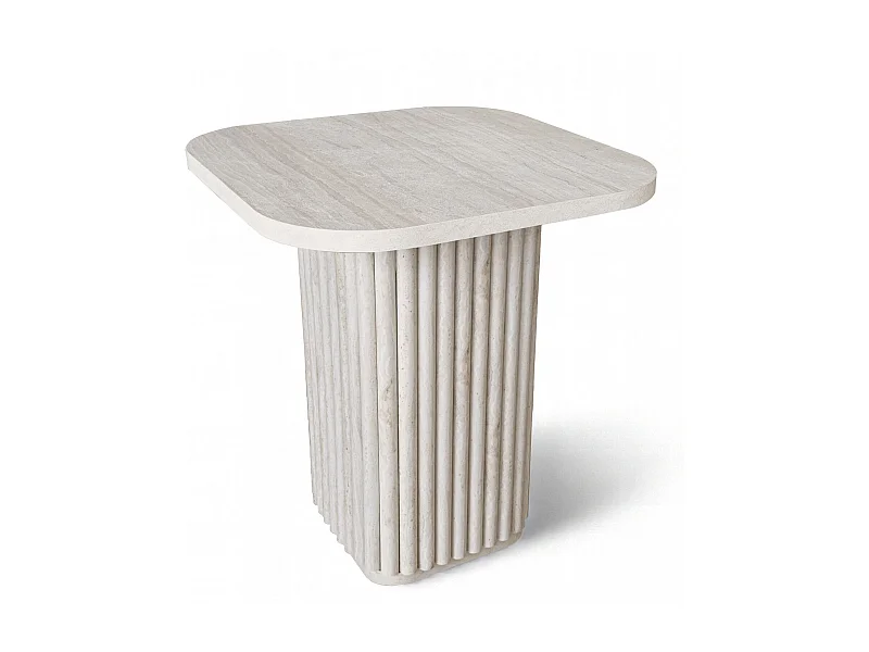Now's Home - Meuble D'appoint Carre Effet Travertin Naturel 40x40xht45cm Susan