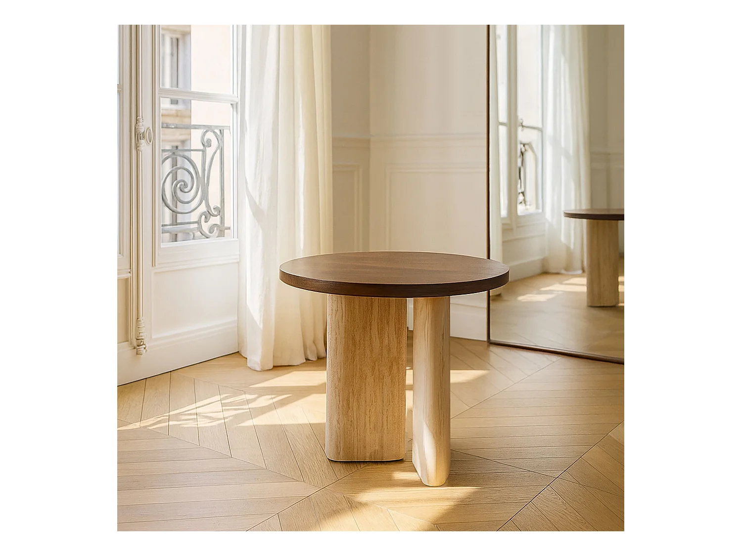 Now's Home - Meuble D'appoint Effet Travertin Et Noyer 40x40x45cm Amber