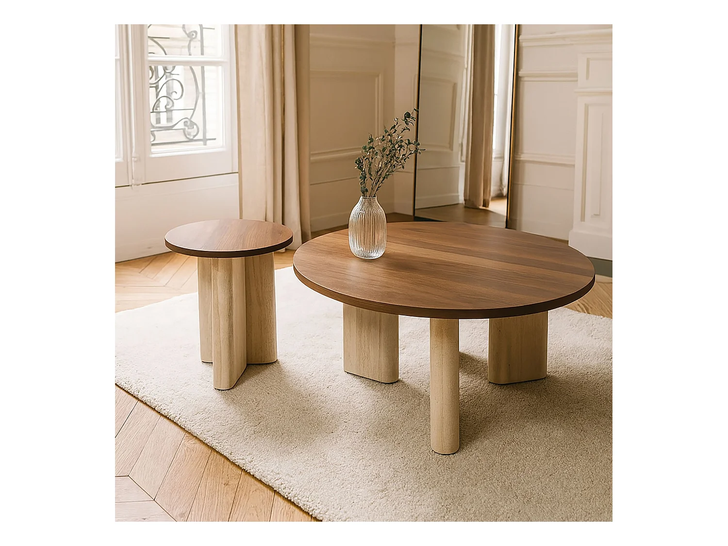 Now's Home - Meuble D'appoint Effet Travertin Et Noyer 40x40x45cm Amber