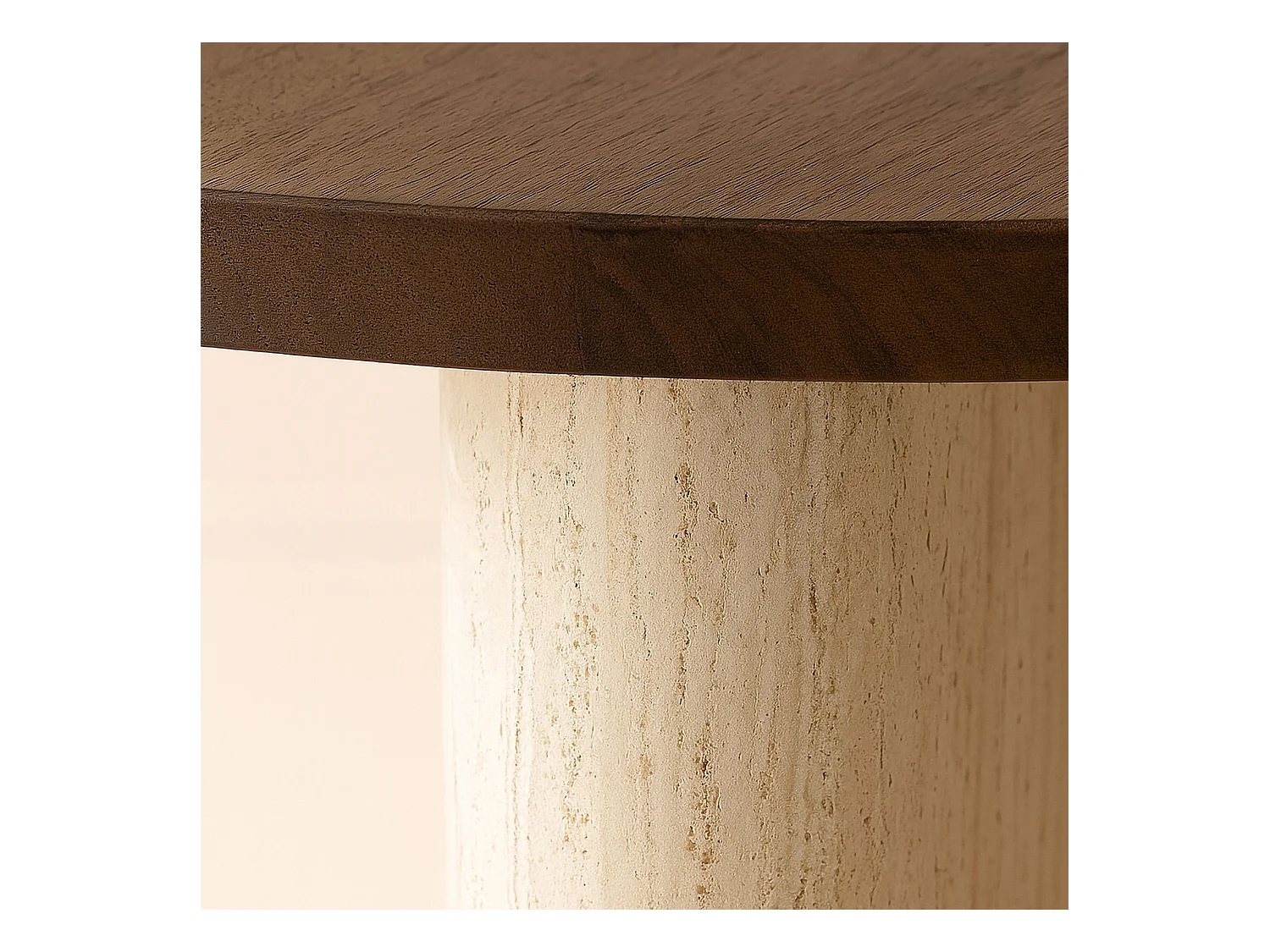 Now's Home - Meuble D'appoint Effet Travertin Et Noyer 40x40x45cm Amber