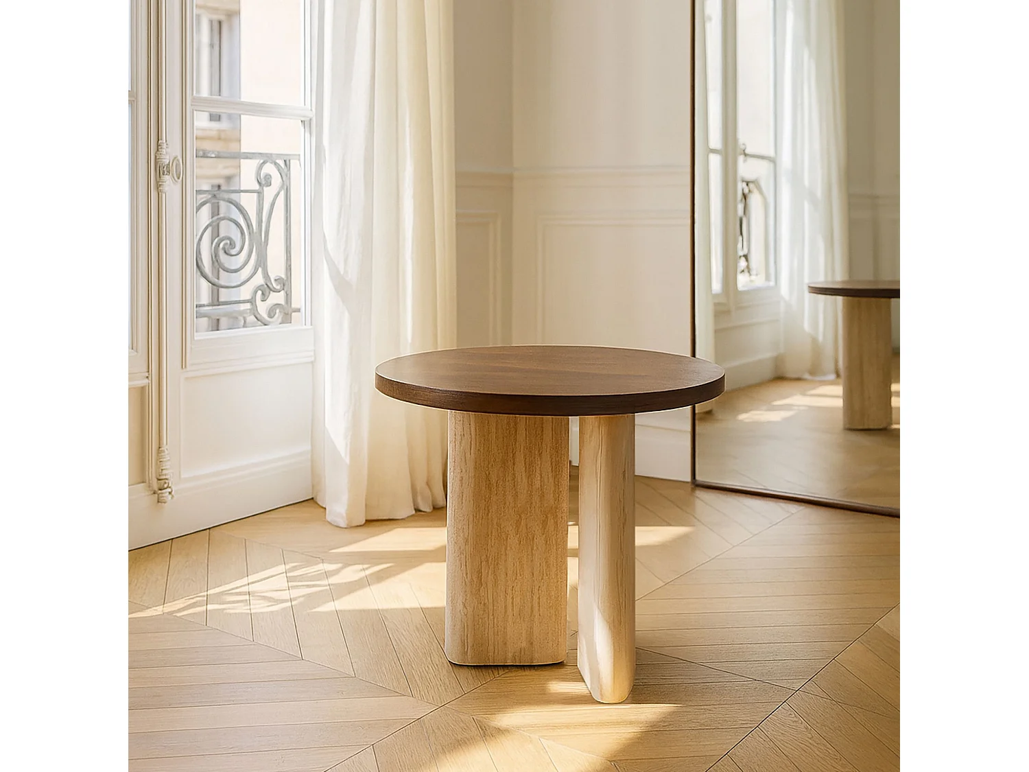 Now's Home - Meuble D'appoint Effet Travertin Et Noyer 40x40x45cm Amber