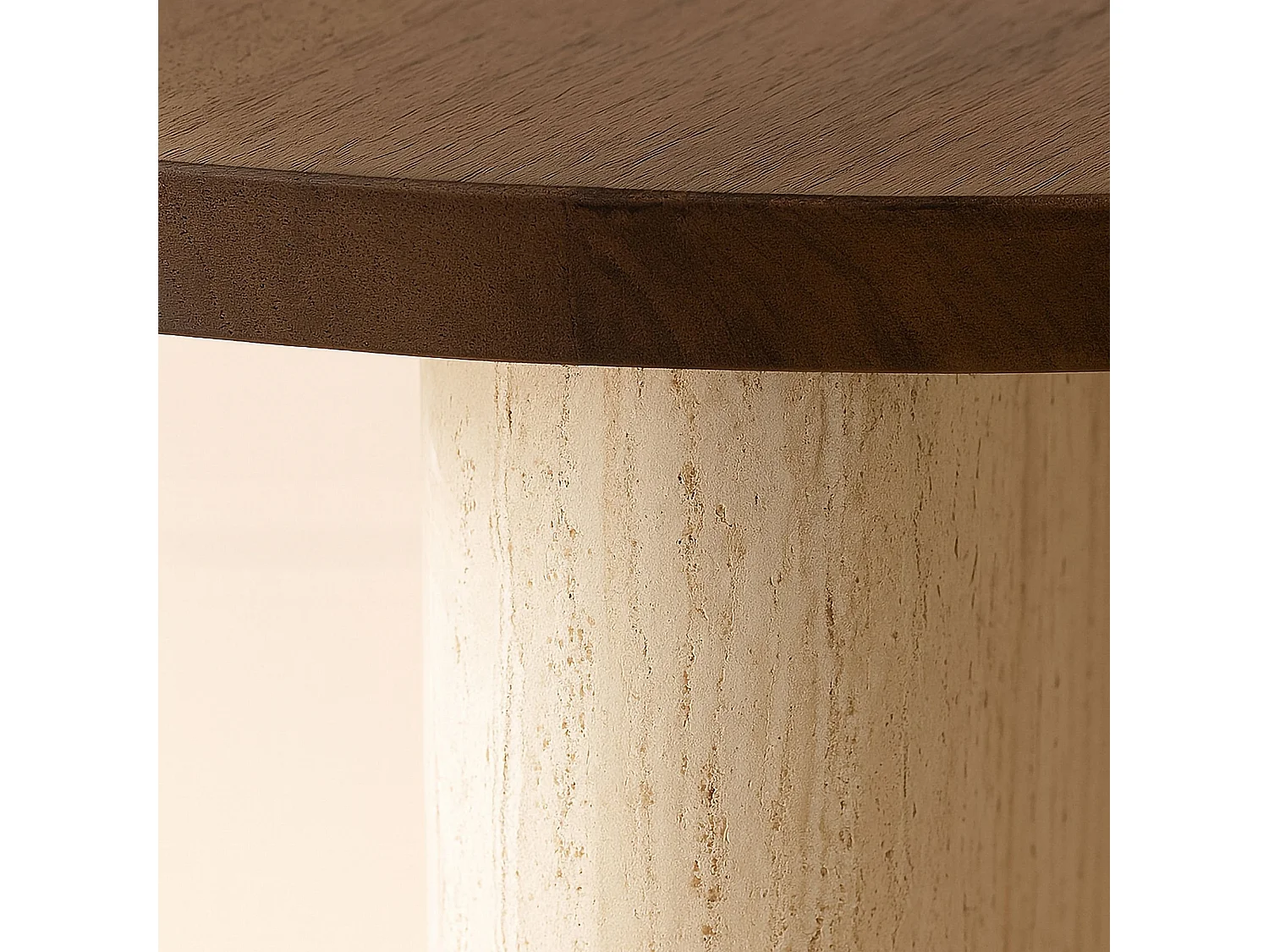 Now's Home - Meuble D'appoint Effet Travertin Et Noyer 40x40x45cm Amber