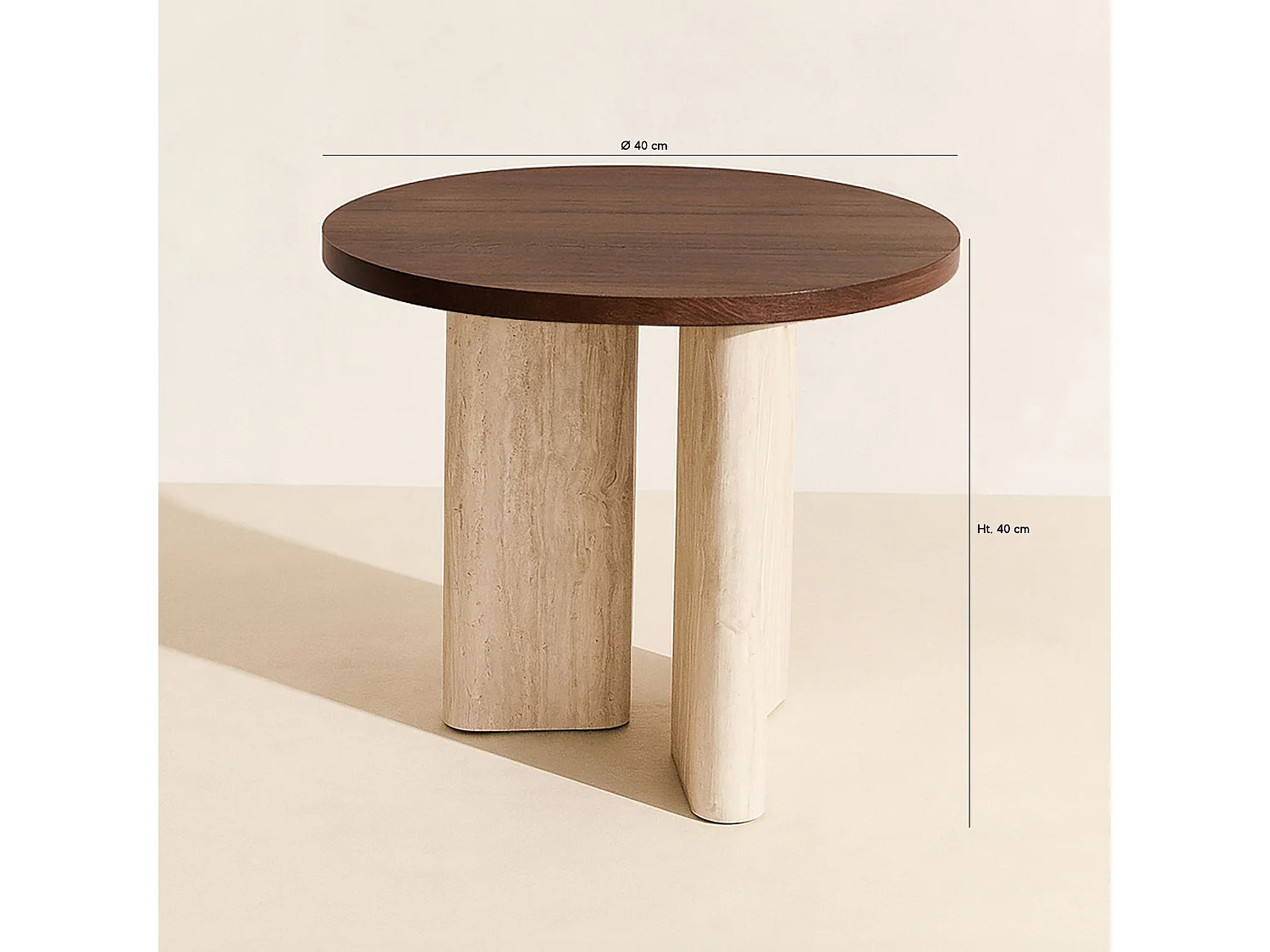 Now's Home - Meuble D'appoint Effet Travertin Et Noyer 40x40x45cm Amber