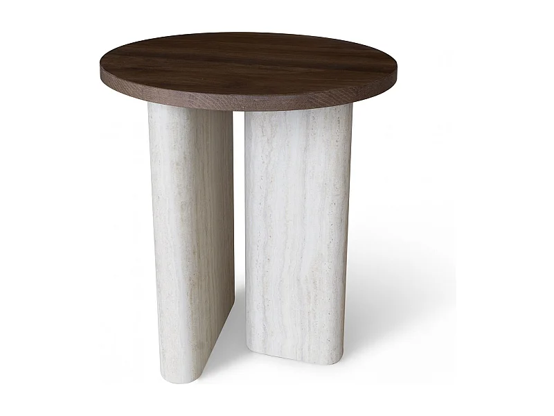 Now's Home - Meuble D'appoint Effet Travertin Et Noyer 40x40x45cm Amber