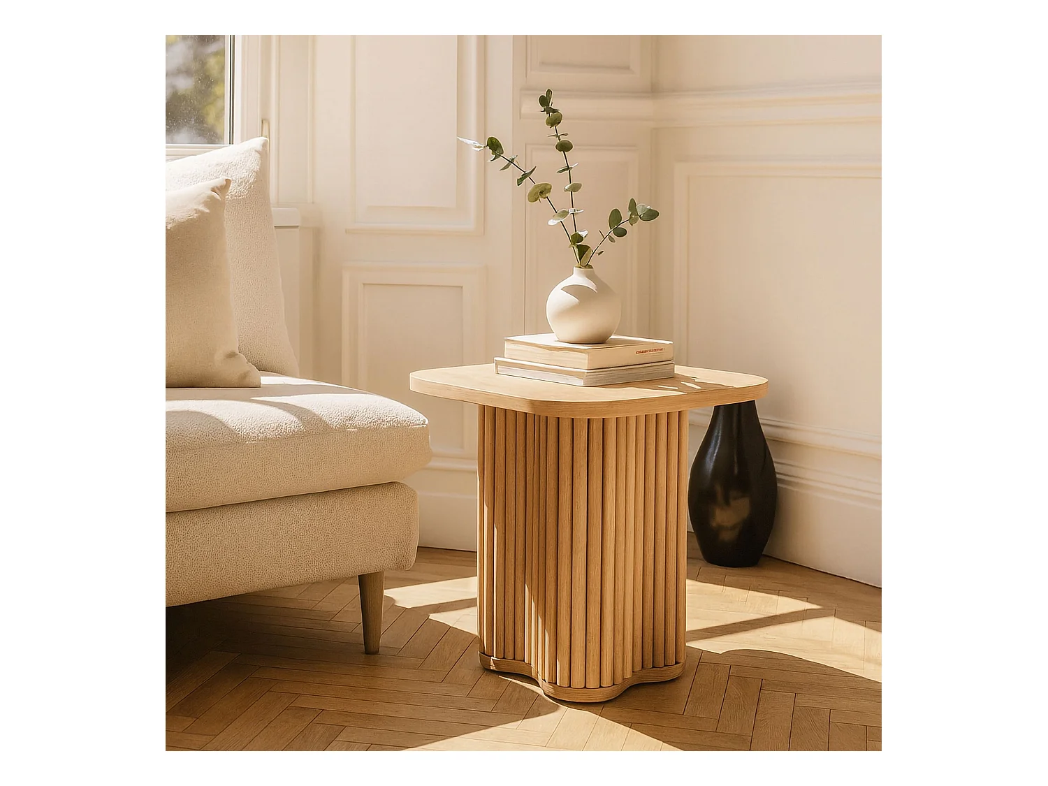 Now's Home - Meuble D'appoint Effet Bois Naturel 40x40x45cm Alba