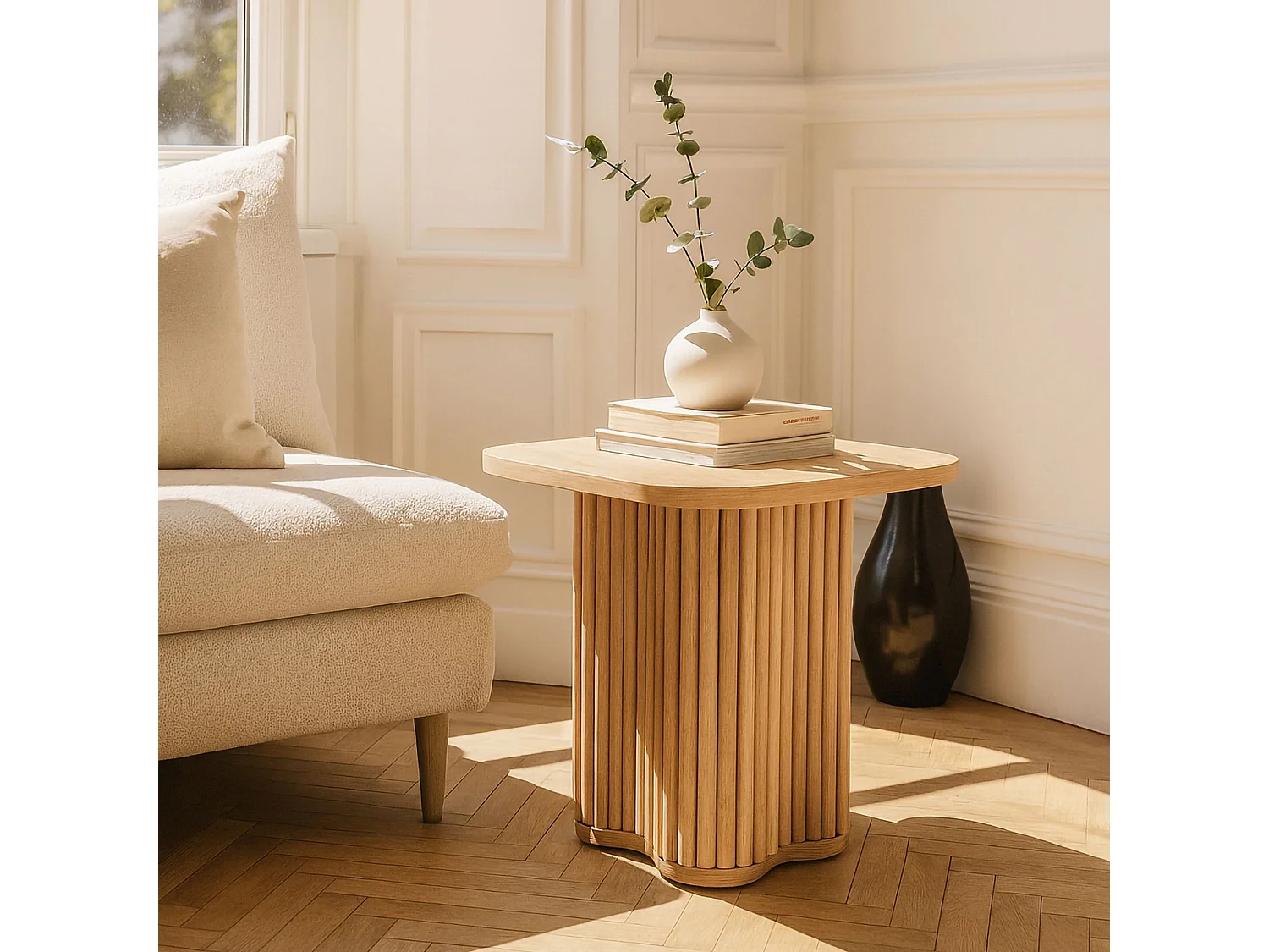Now's Home - Meuble D'appoint Effet Bois Naturel 40x40x45cm Alba
