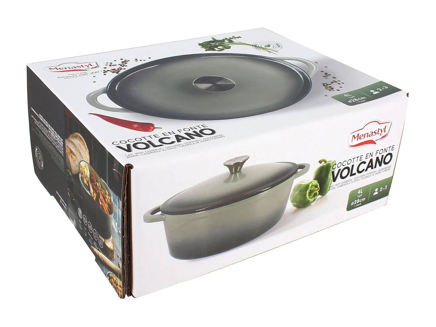 Menastyl - Cocotte Volcano Ovale 4l 28cm En Fonte Vert