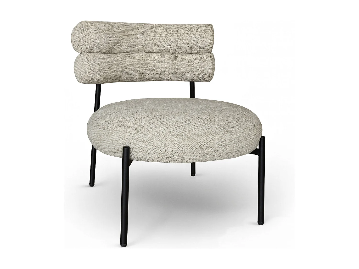 Now's Home - Fauteuil Lounge En Tissu Tweed Beige Et Metal Noir 62x75.5x68cm Gina