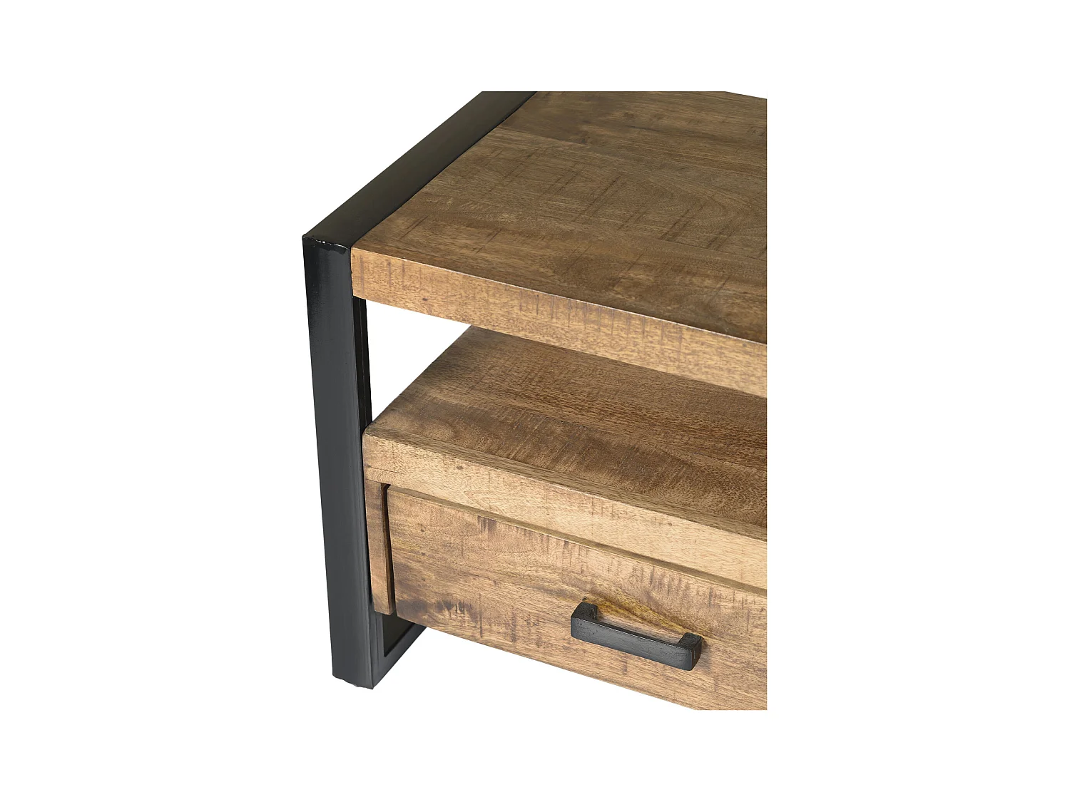 DACCA-Mueble TV con 3 cajones, L.150 cm, madera maciza de mango y metal