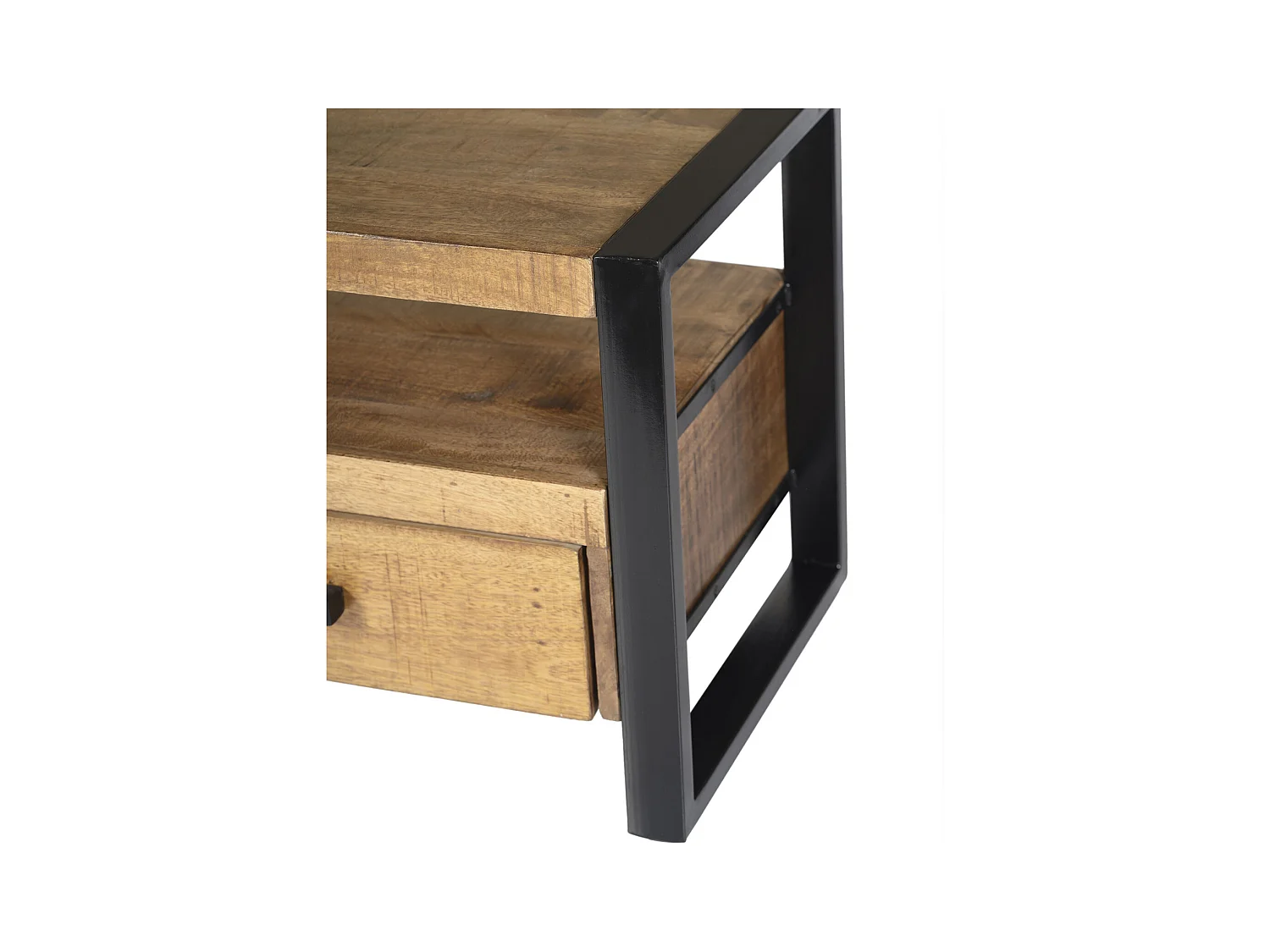 DACCA-Mueble TV con 3 cajones, L.150 cm, madera maciza de mango y metal