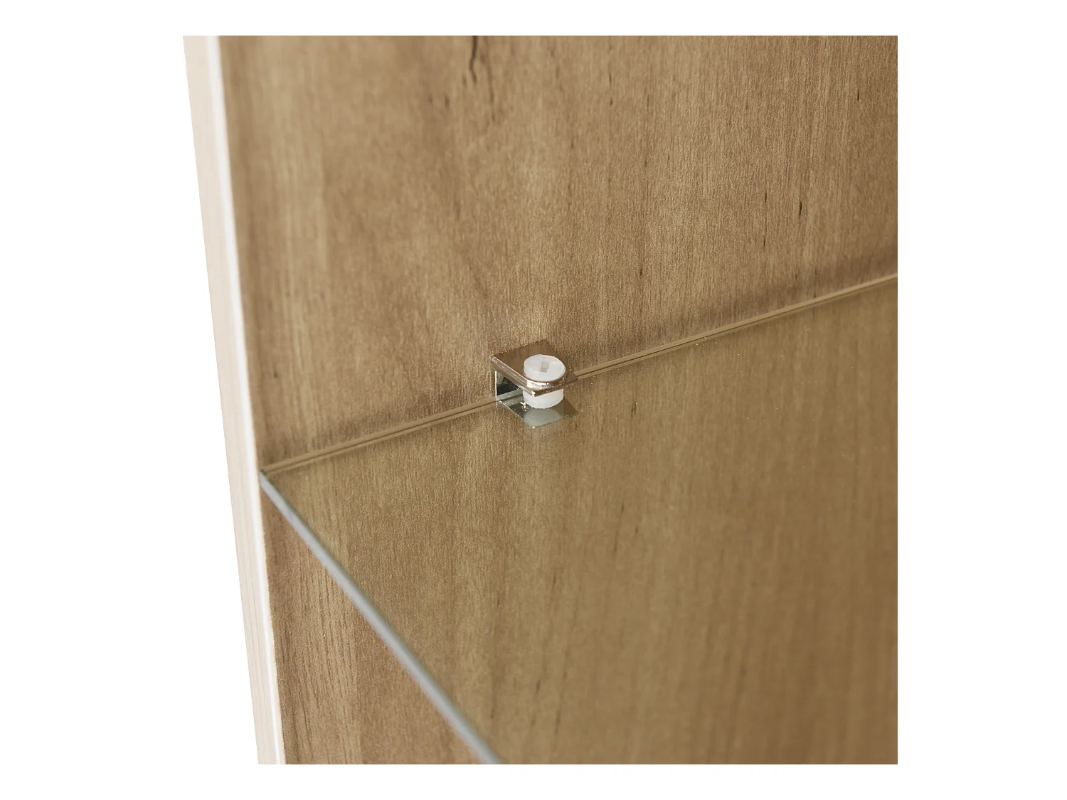 Buffet bas avec 3 portes 3 tiroirs - meuble de salon moderne - LEDs - panneaux de particules - naturel