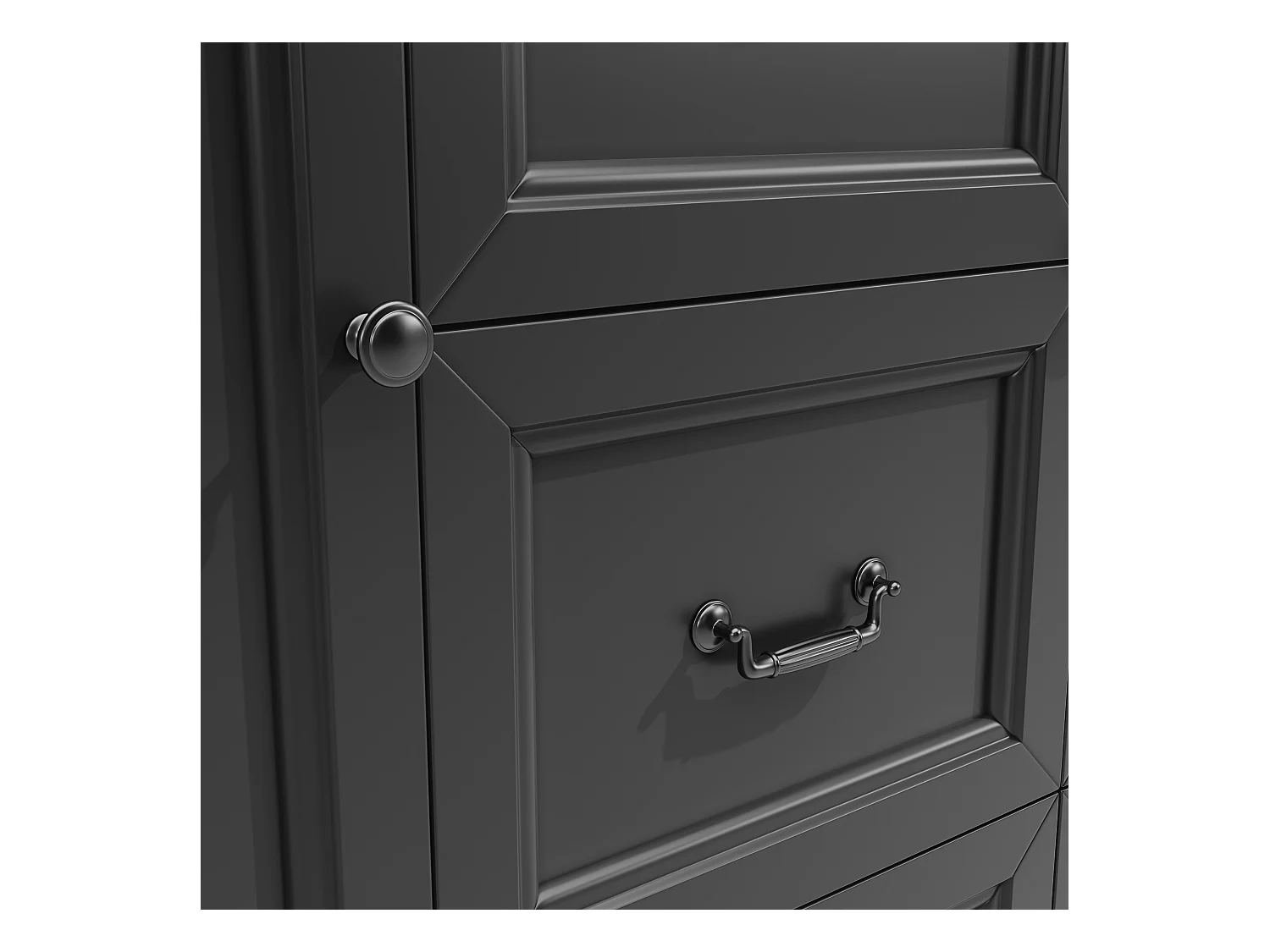 Carrello da cucina nero e naturale con 2 ante e 5 cassetti, ripiani regolabili 140 x 73 (45) x 93 cm