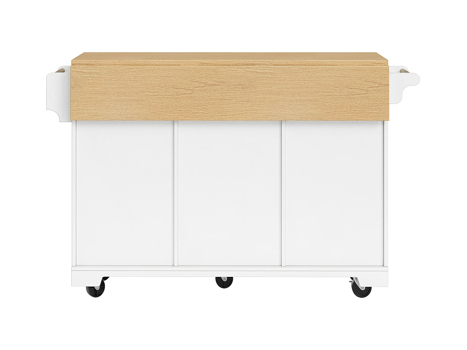 Carrello da cucina bianco con 2 ante, 3 cassetti e portasciugamani, porta spezie, vassoio estensibile