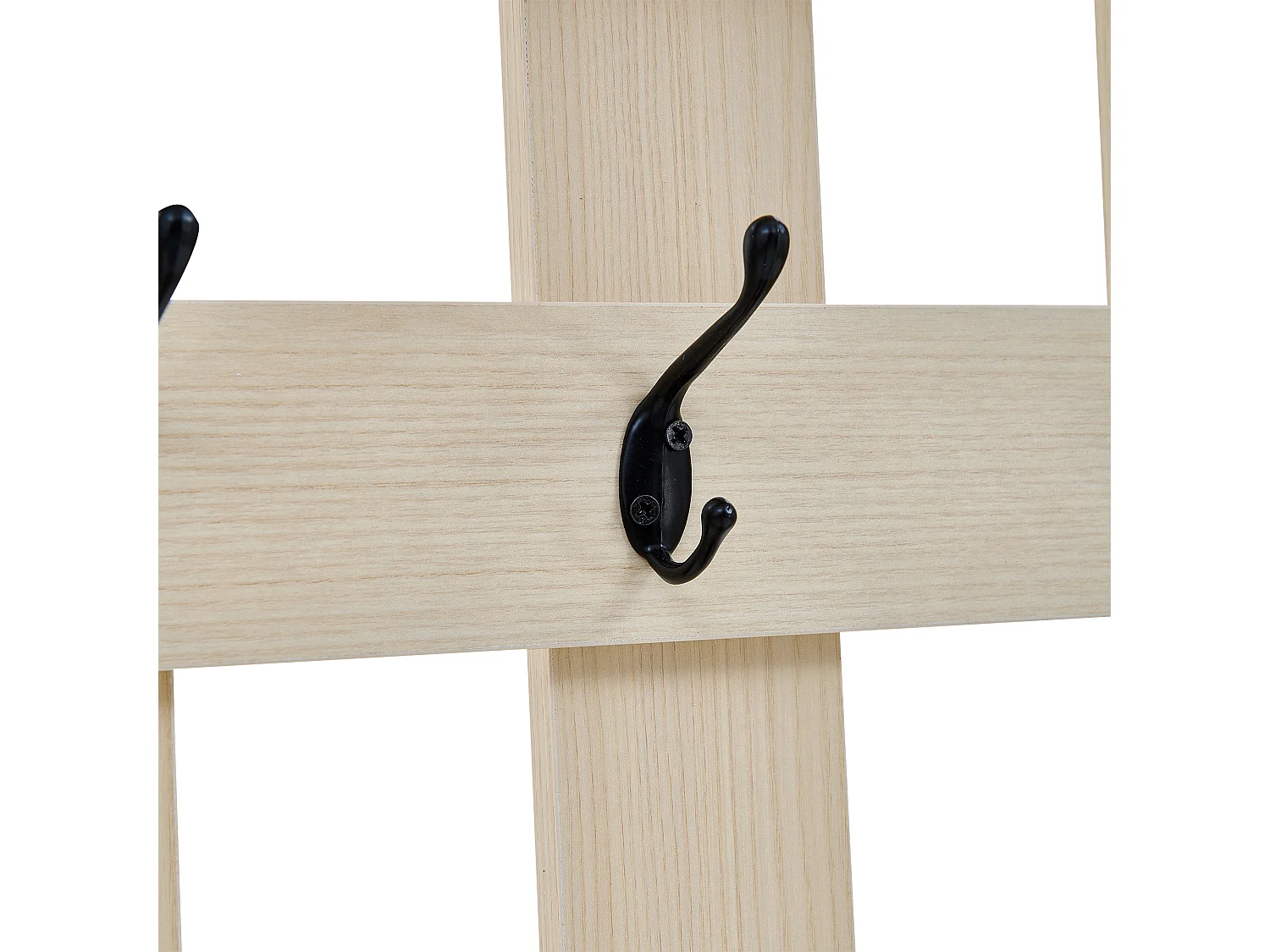 Vestiaire moderne avec banc et patères - 60 x 35 x 179.5 cm - avec 4 crochets + 2 portes - MDF - naturel