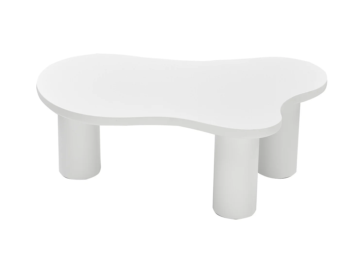 Table basse en forme de nuage irrégulier - 107 x 66 x 40.5 cm - Plateau en MDF et pieds en PVC - blanc