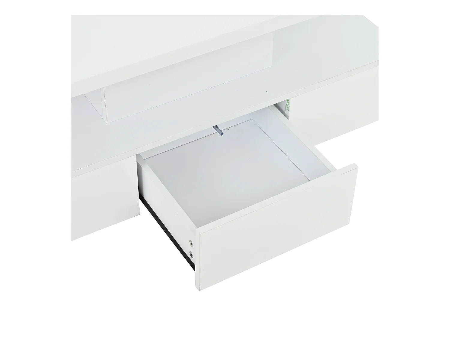 Table basse blanche avec tiroir et lumières LED 16 couleurs, design double couche