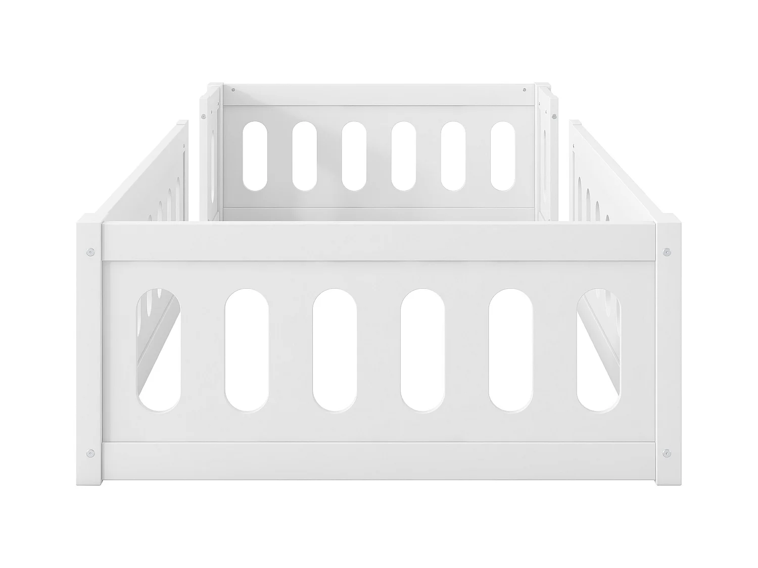 Lit enfant blanc 90x200cm avec barrière semi-fermée, sans sommier à lattes