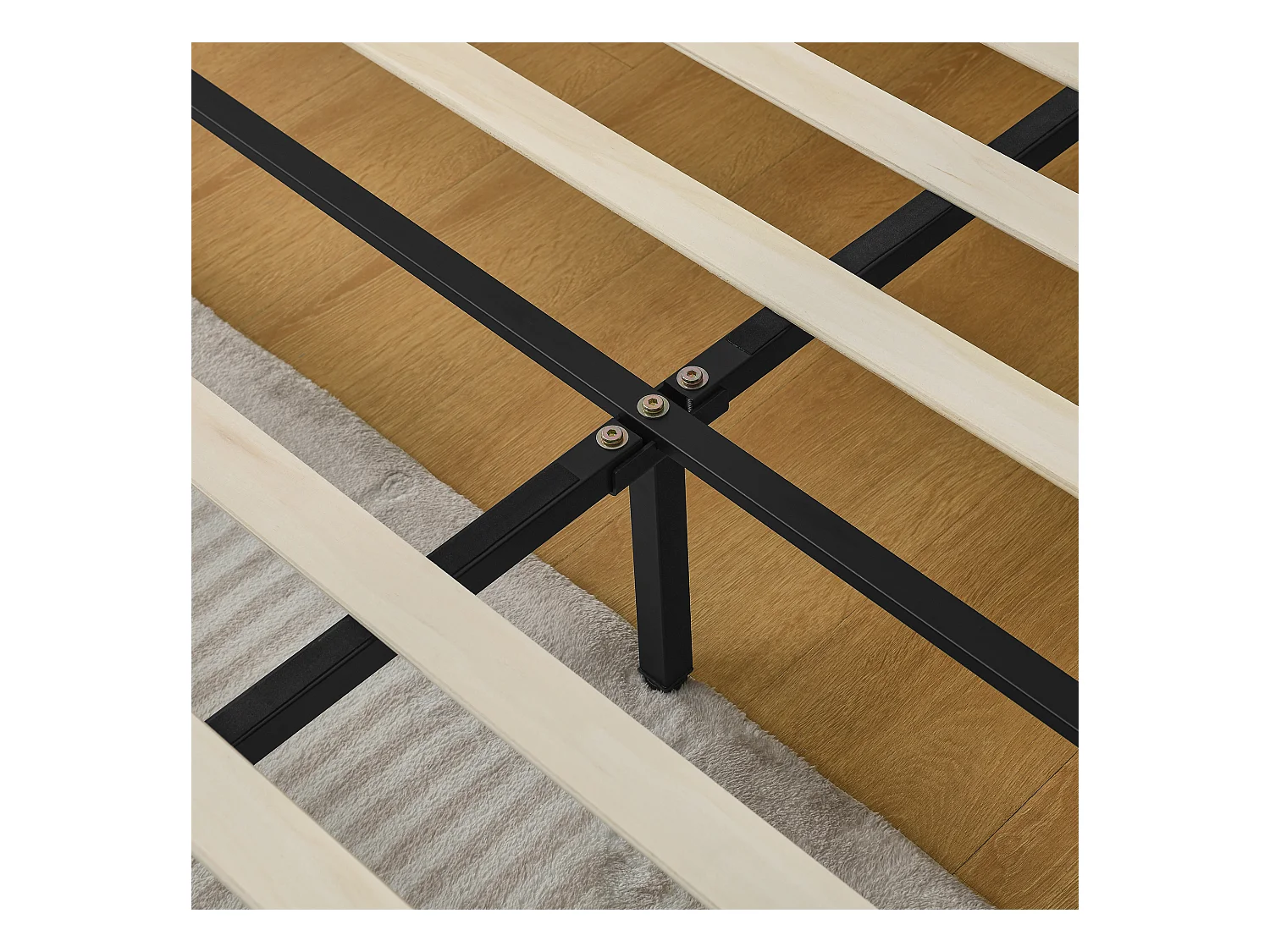 Cama doble adulto 160x200 cm con 4 cajones, tejido chenilla beige, sin colchón