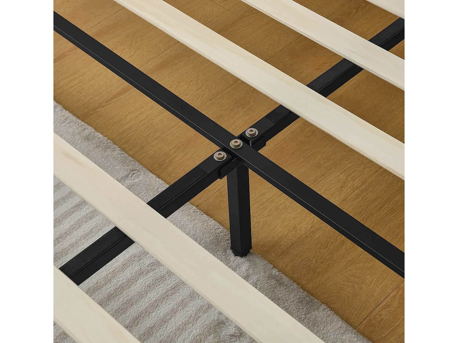 Lit double adulte 160 x 200 cm avec 4 tiroirs, tissu chenille beige, sans matelas