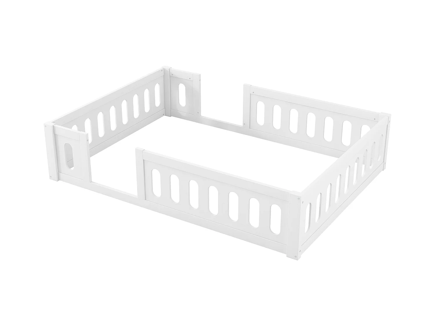 Lit enfant blanc 140x200cm avec barrière semi-fermée, sans sommier à lattes