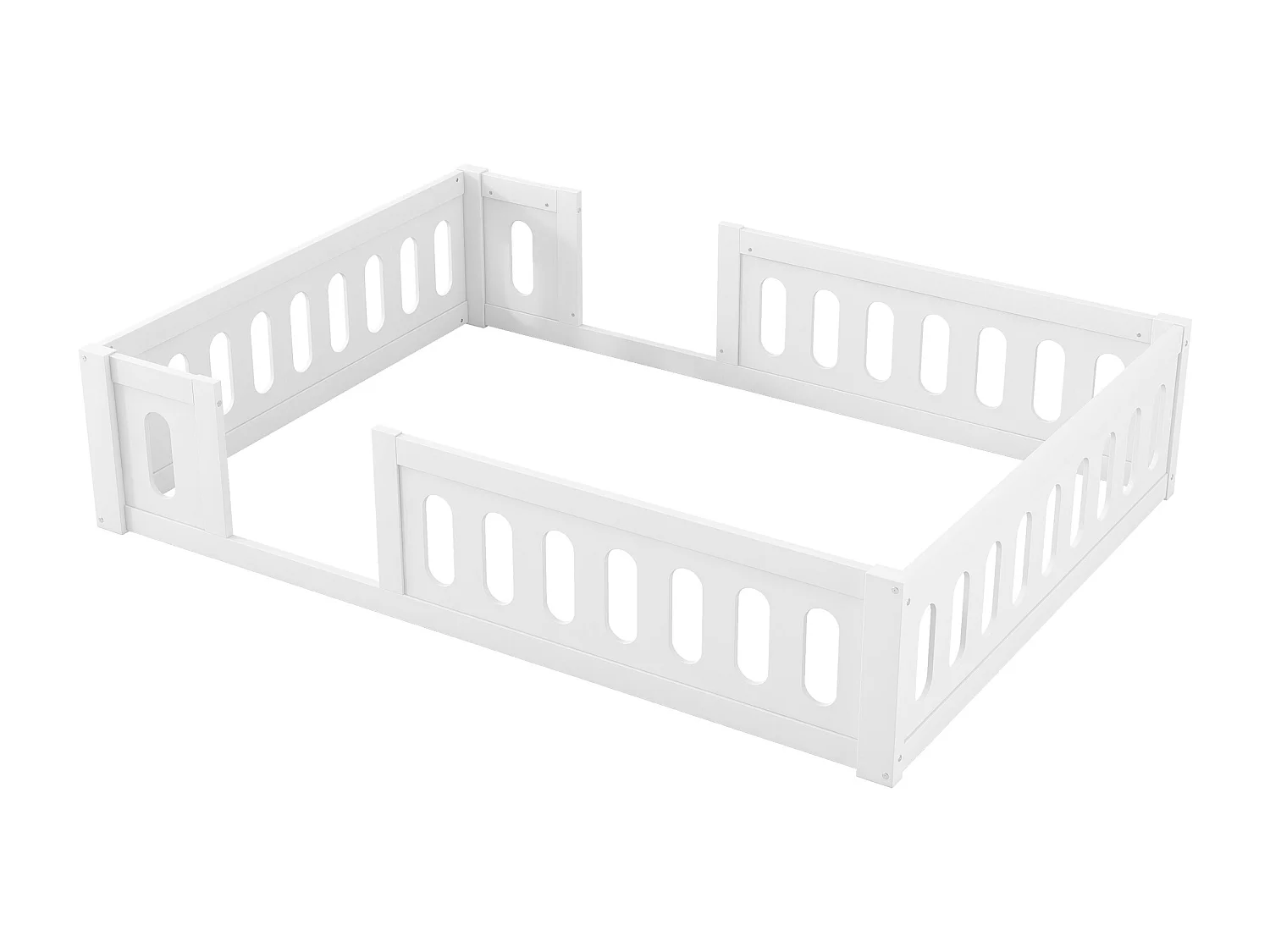 Lit enfant blanc 140x200cm avec barrière semi-fermée, sans sommier à lattes