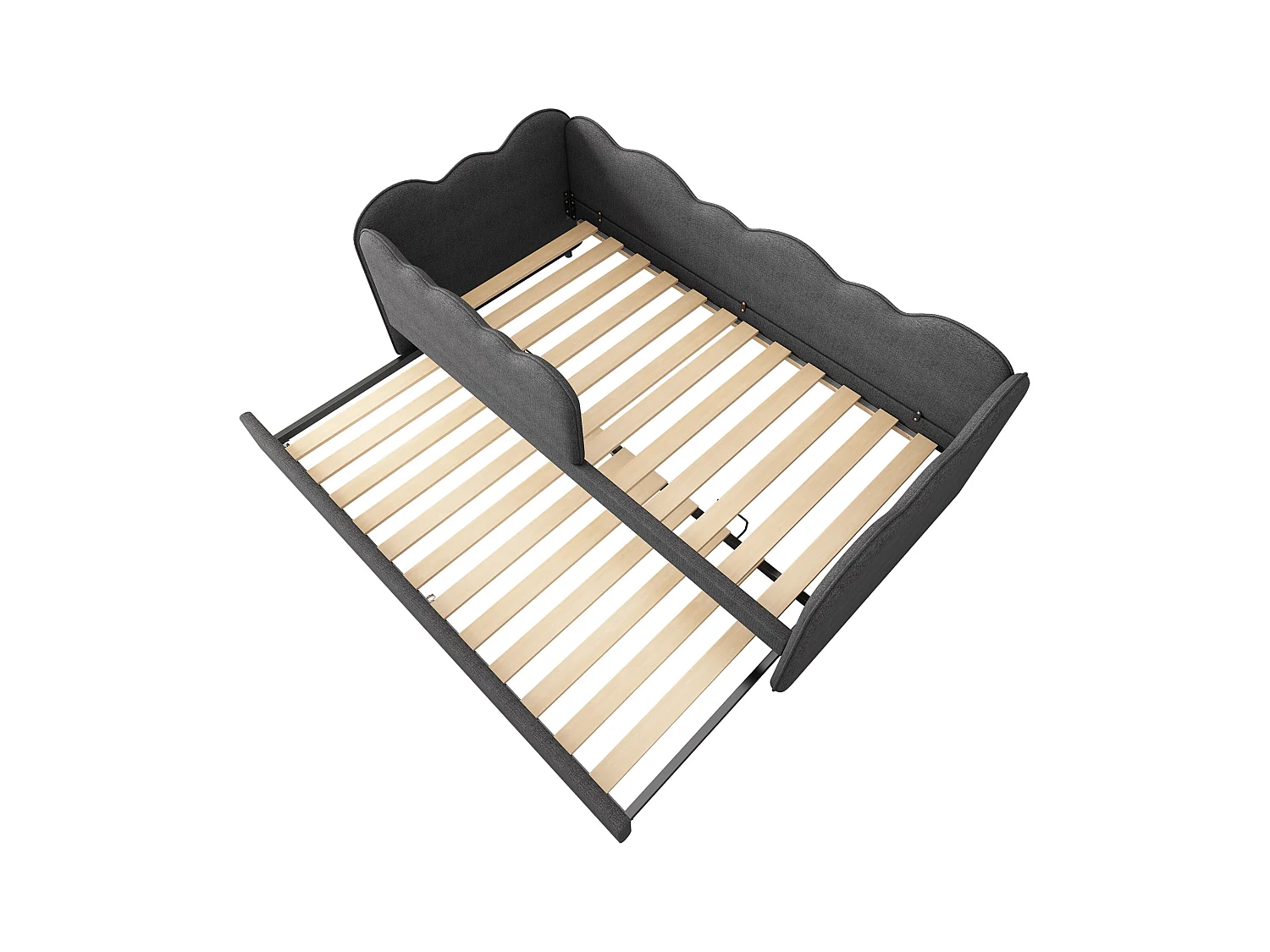 Divano letto 90x190cm con letto estraibile 90x190cm, forma a nuvola, tessuto di lino grigio