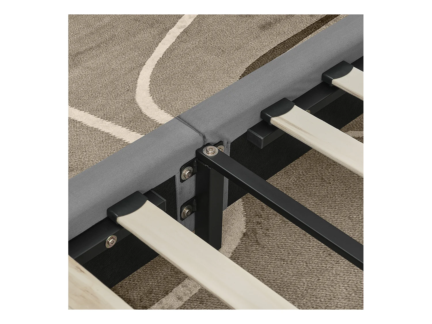 Eenpersoons slaapbank 90x200cm met hoge rugleuning, lattenbodem, grijs fluweel