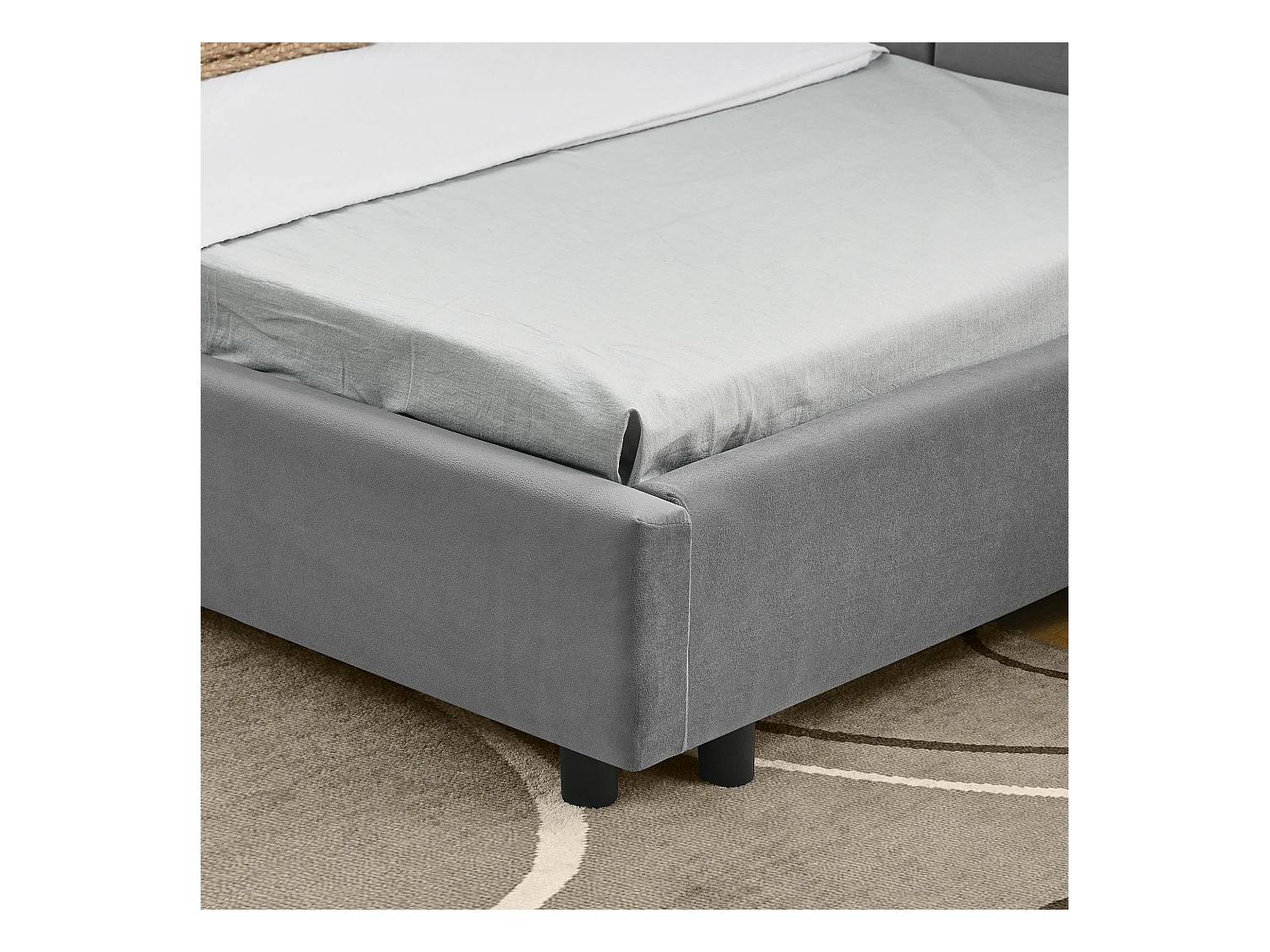 Eenpersoons slaapbank 90x200cm met hoge rugleuning, lattenbodem, grijs fluweel