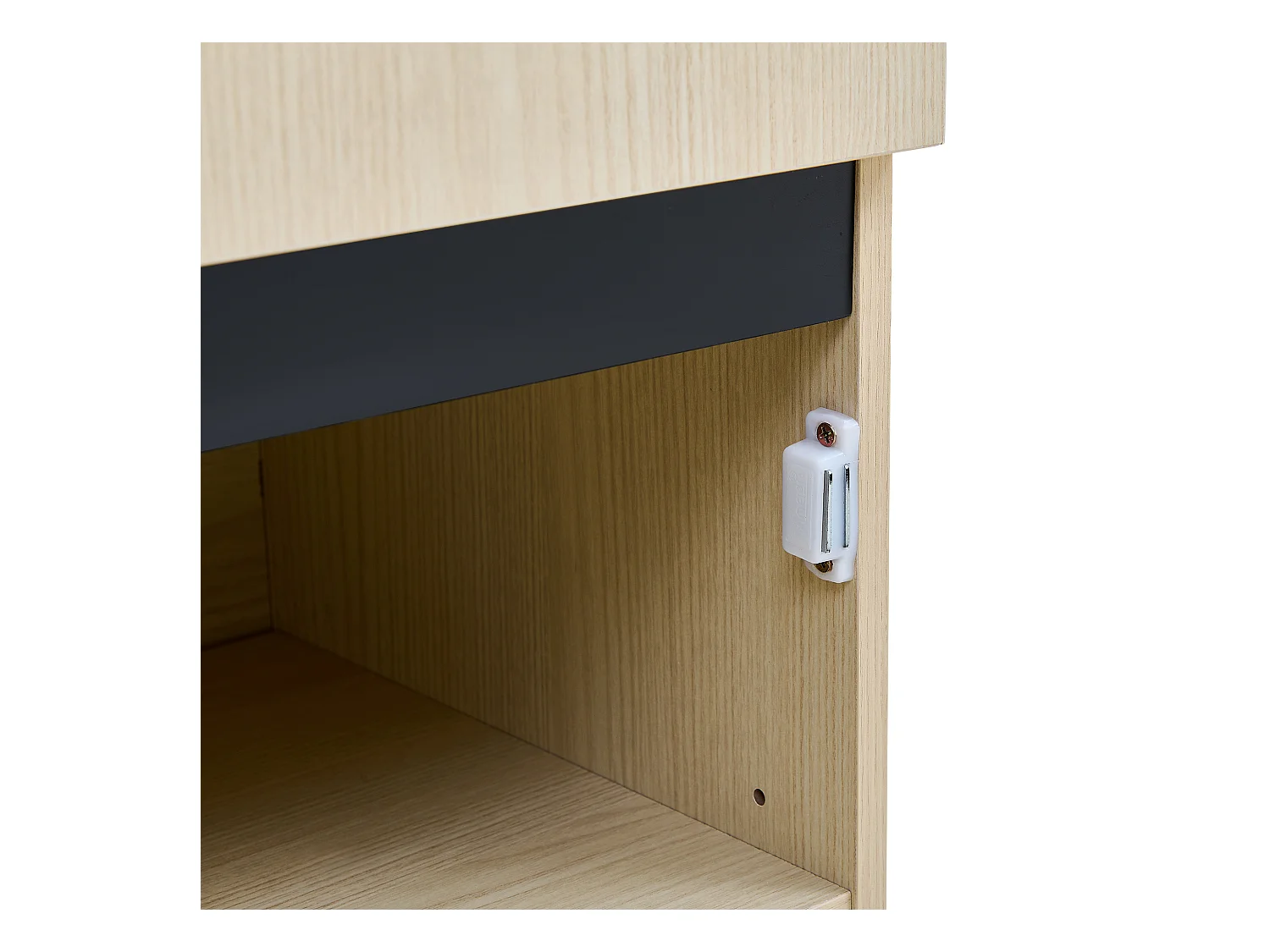 Armoire avec miroir et tringle à vêtements extensible - 54 x 34.5 x 179.5 cm - avec 2 portes - MDF - naturel