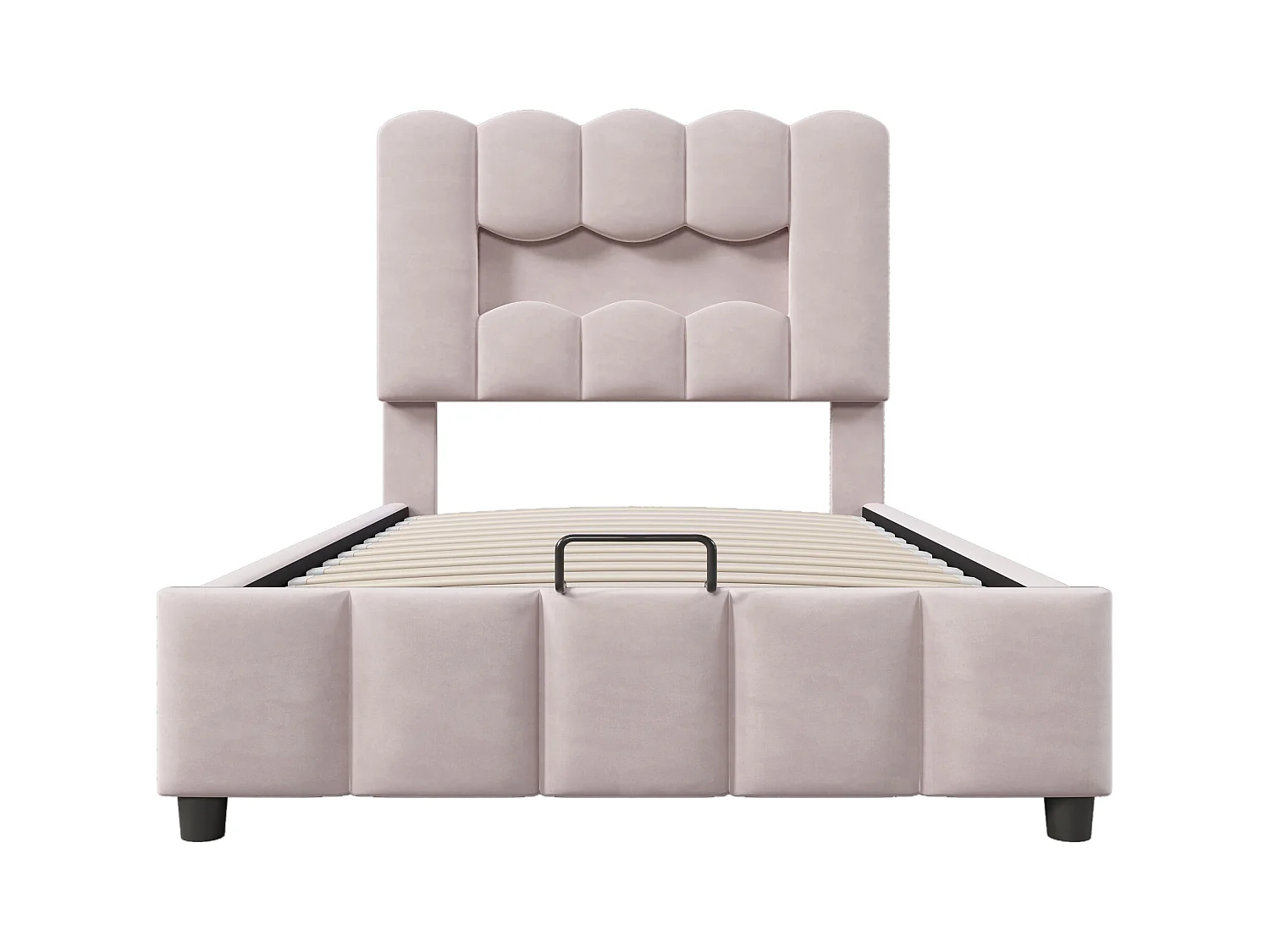 Letto singolo contenitore 90x200cm con illuminazione LED, testiera regolabile, velluto rosa