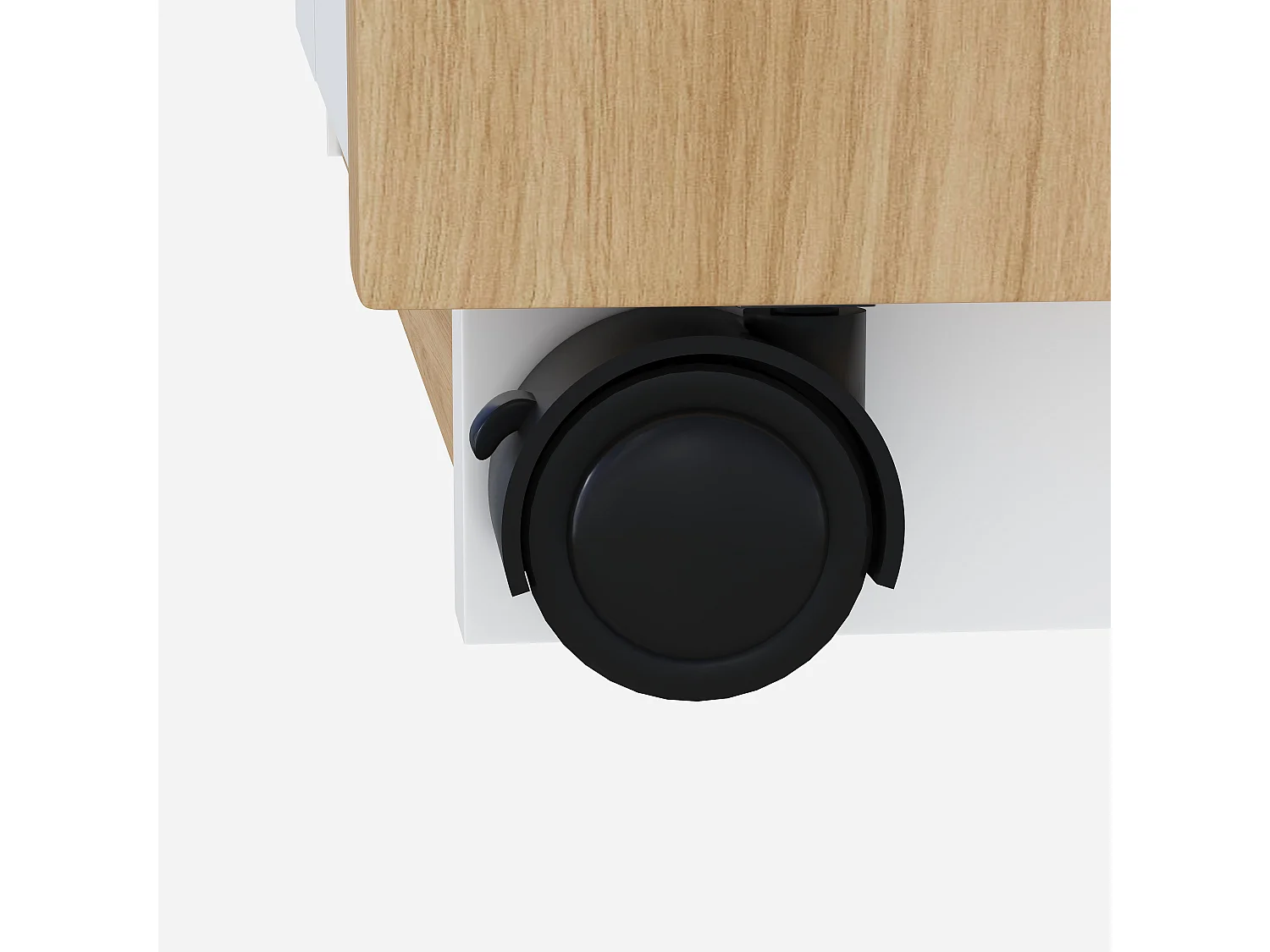 Bureau extensible avec plateau pivotant, 3 tiroirs et 2 portes, panneaux de particules, couleur chêne et blanc
