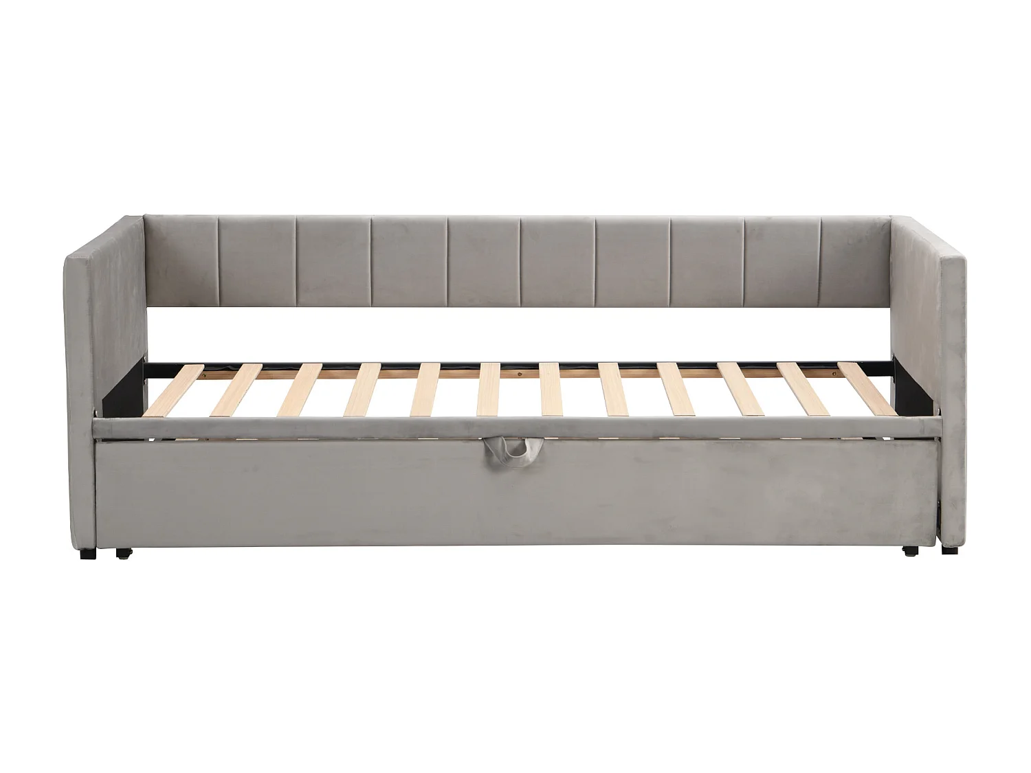 Canapé-lit extensible 90/180x200 cm avec sommier, lit multifonction en velours gris, design sobre et fonctionnel