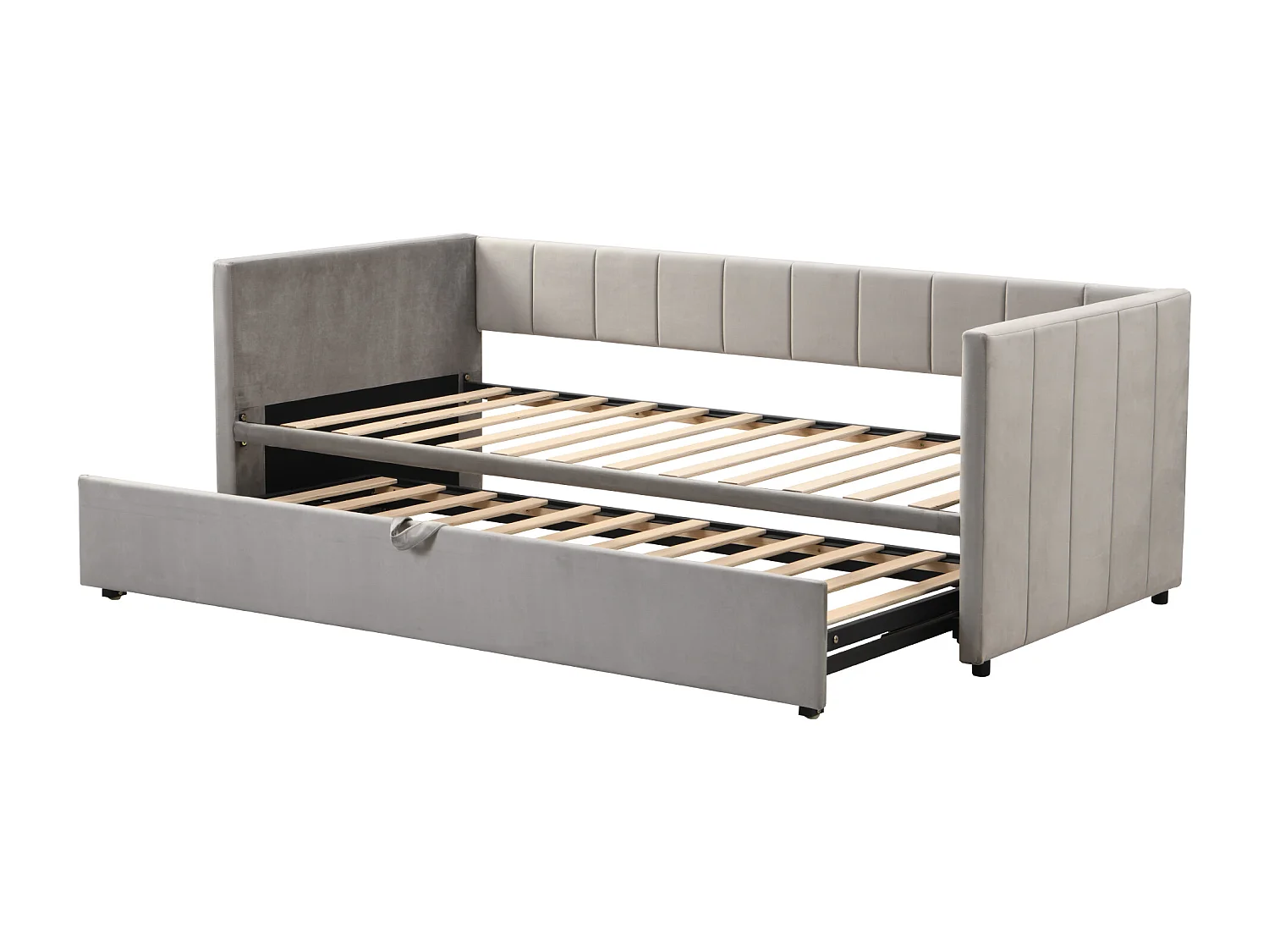 Canapé-lit extensible 90/180x200 cm avec sommier, lit multifonction en velours gris, design sobre et fonctionnel