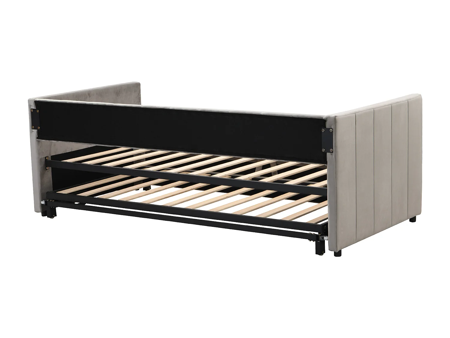 Canapé-lit extensible 90/180x200 cm avec sommier, lit multifonction en velours gris, design sobre et fonctionnel