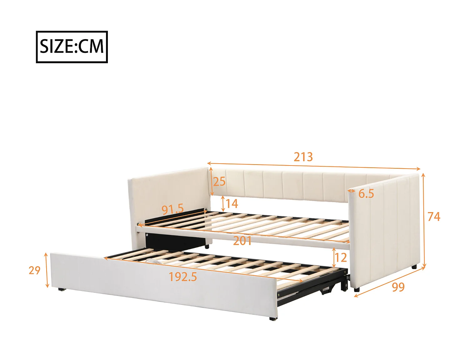 Canapé-lit extensible 90/180x200 cm avec sommier, lit multifonction en velours doux beige, confort et gain d’espace