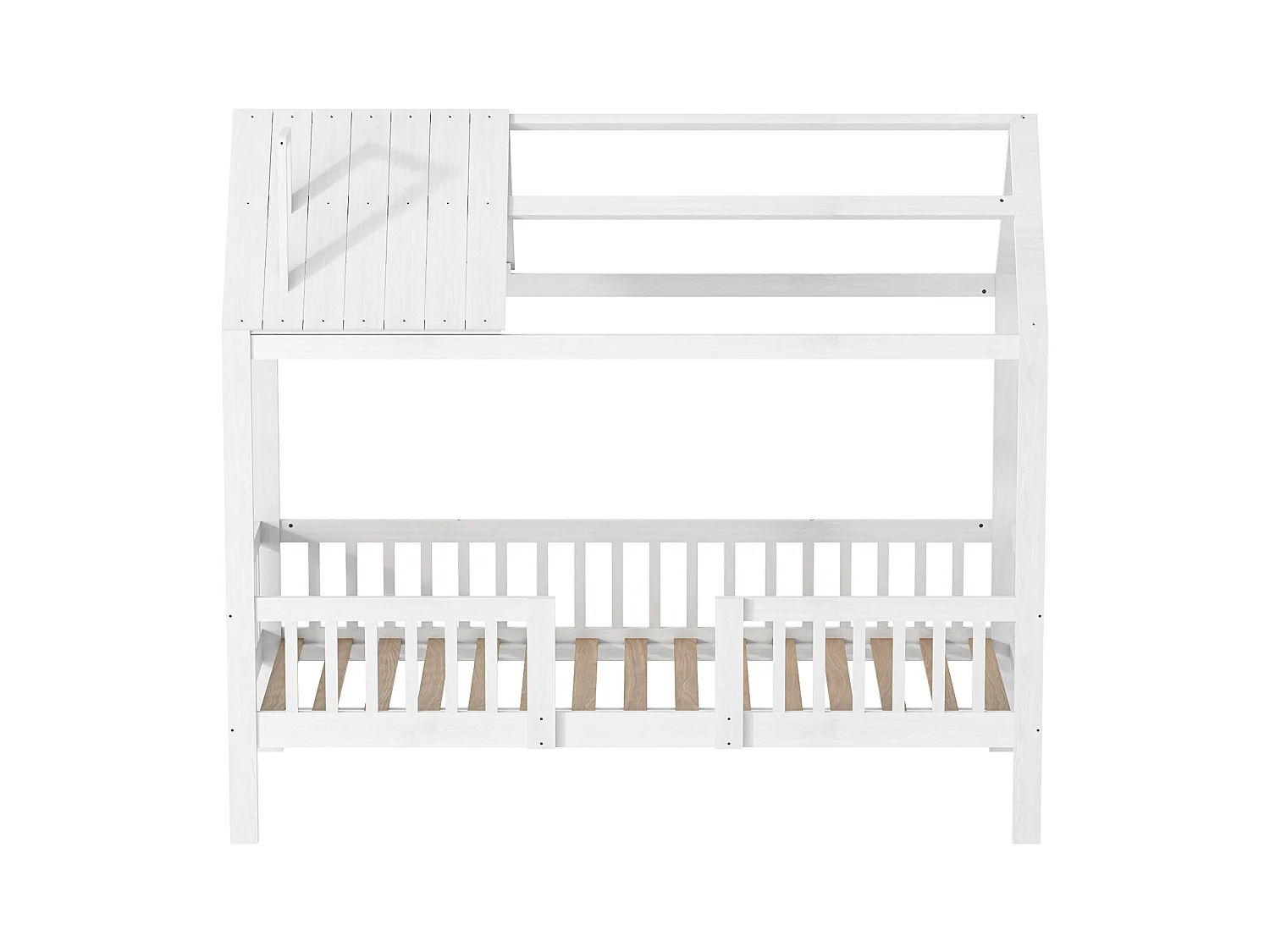 Cama de cabine infantil 200x90cm - madeira maciça com base de ripas - branca