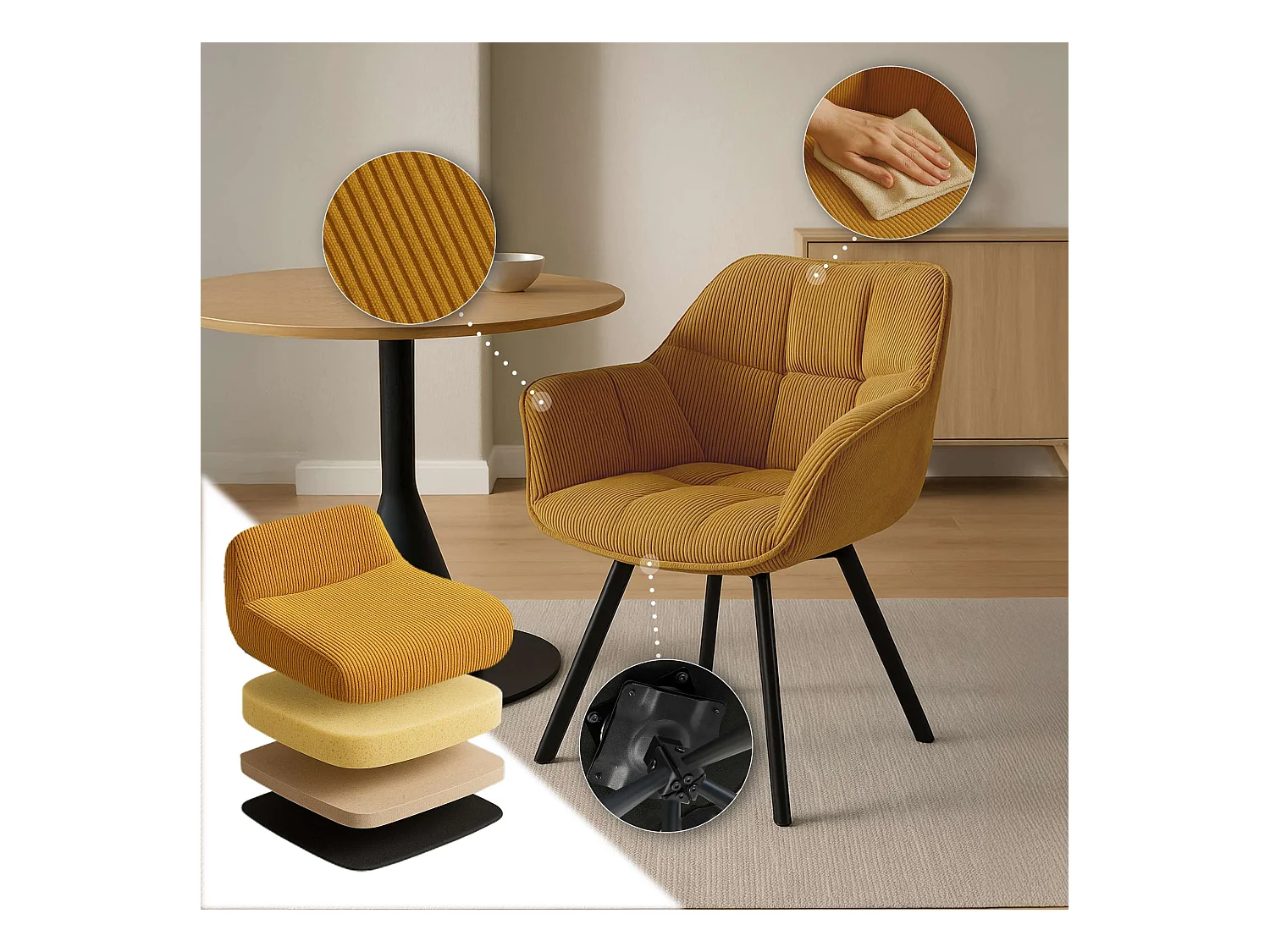 chaises avec accoudoirs - Cordon - Orange - Jordi