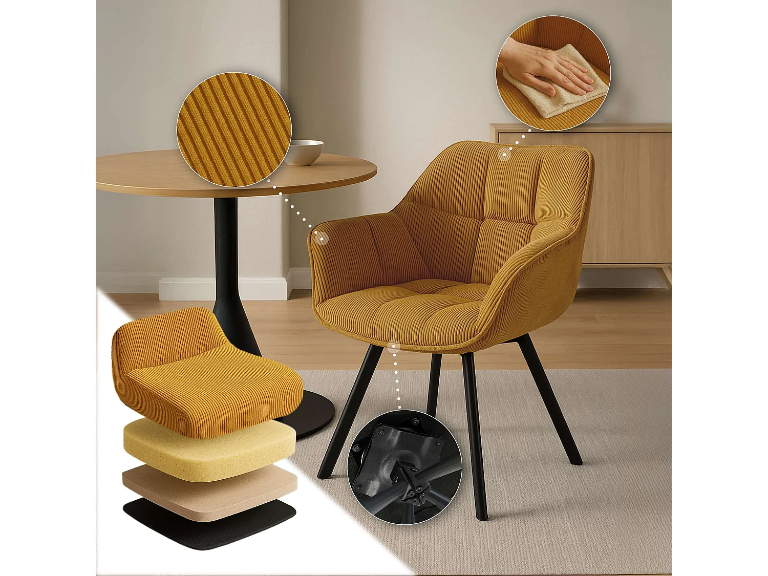 chaises avec accoudoirs - Cordon - Orange - Jordi