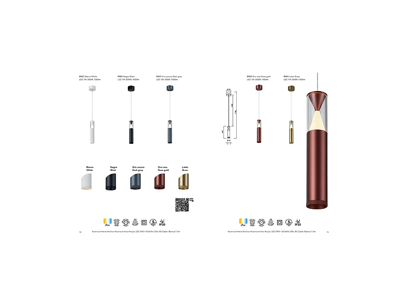 Suspension SPARK LED cylindrique 7W