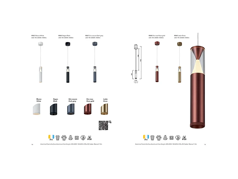 Suspension SPARK LED cylindrique 7W