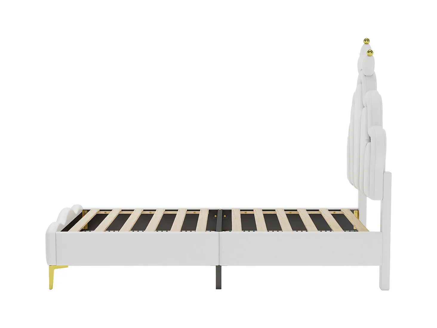 kinderbed 90x200 met lattenbodem, gestoffeerd bed, tweepersoonsbed, LED-bed, wit