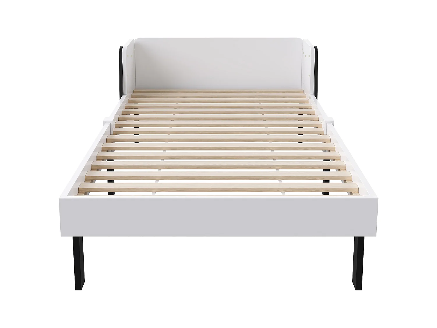 Lit enfant en forme de chien, sécurisé avec barrière latérale, bois robuste – 90x200 cm, blanc