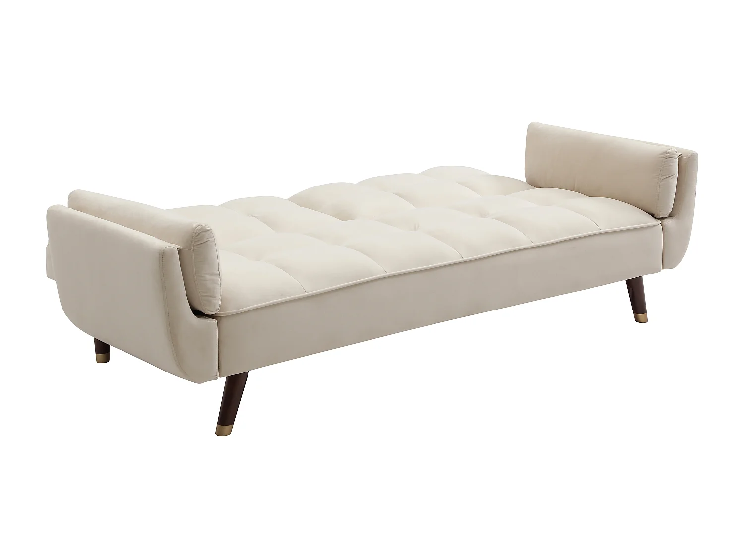 Canapé 3 places convertible clic-clac en velours beige GULCAN