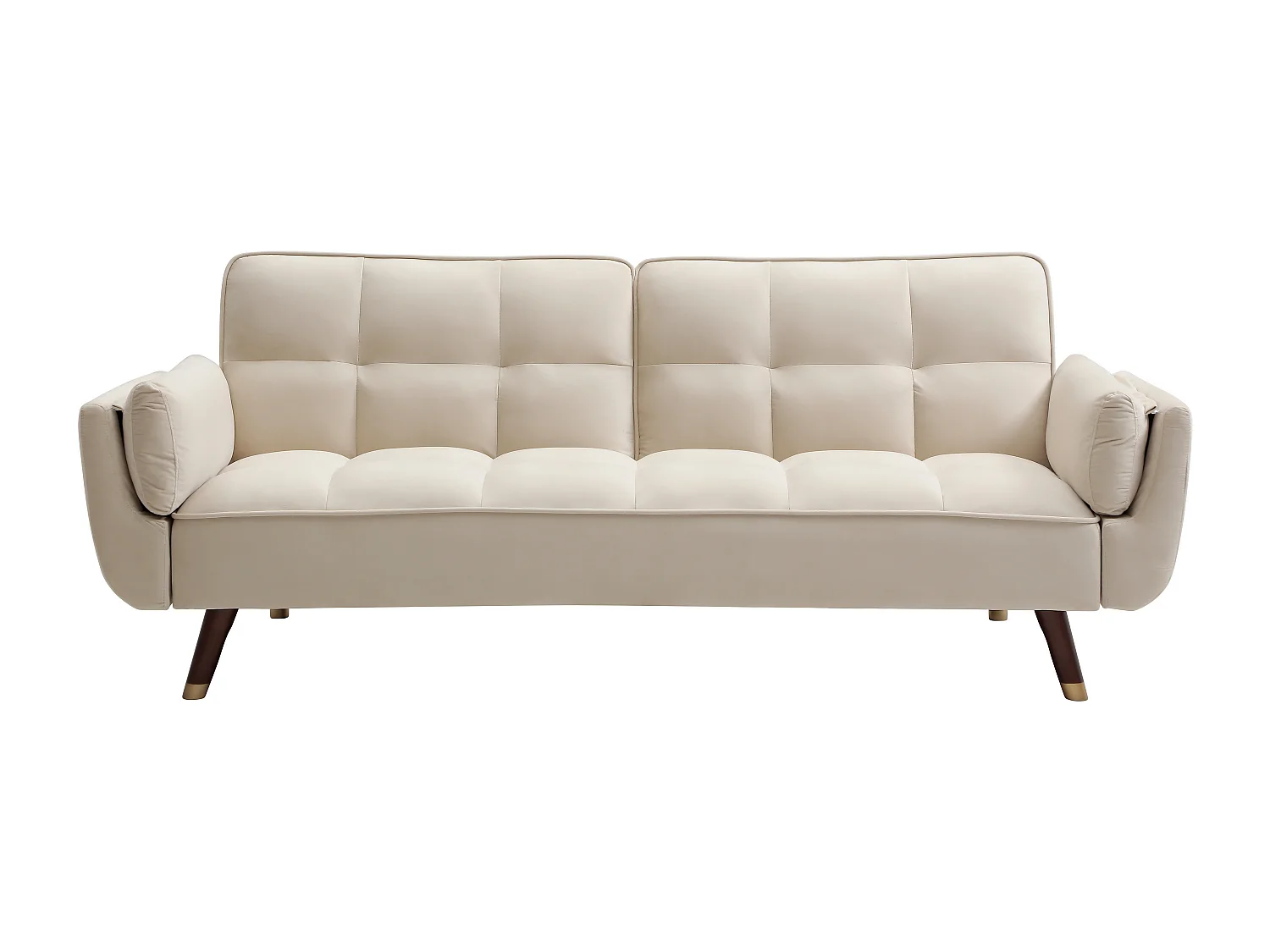 Canapé 3 places convertible clic-clac en velours beige GULCAN